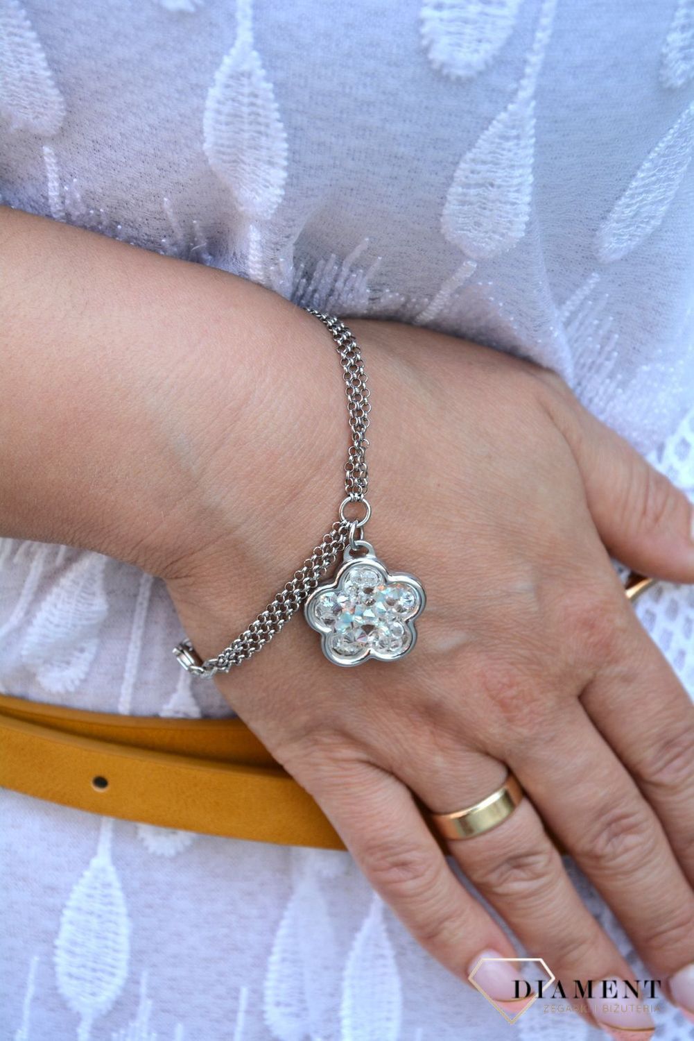 Bransoletka srebrna 'Kryształowy kwiat' DIA-BRA-2980-925 (1).jpg