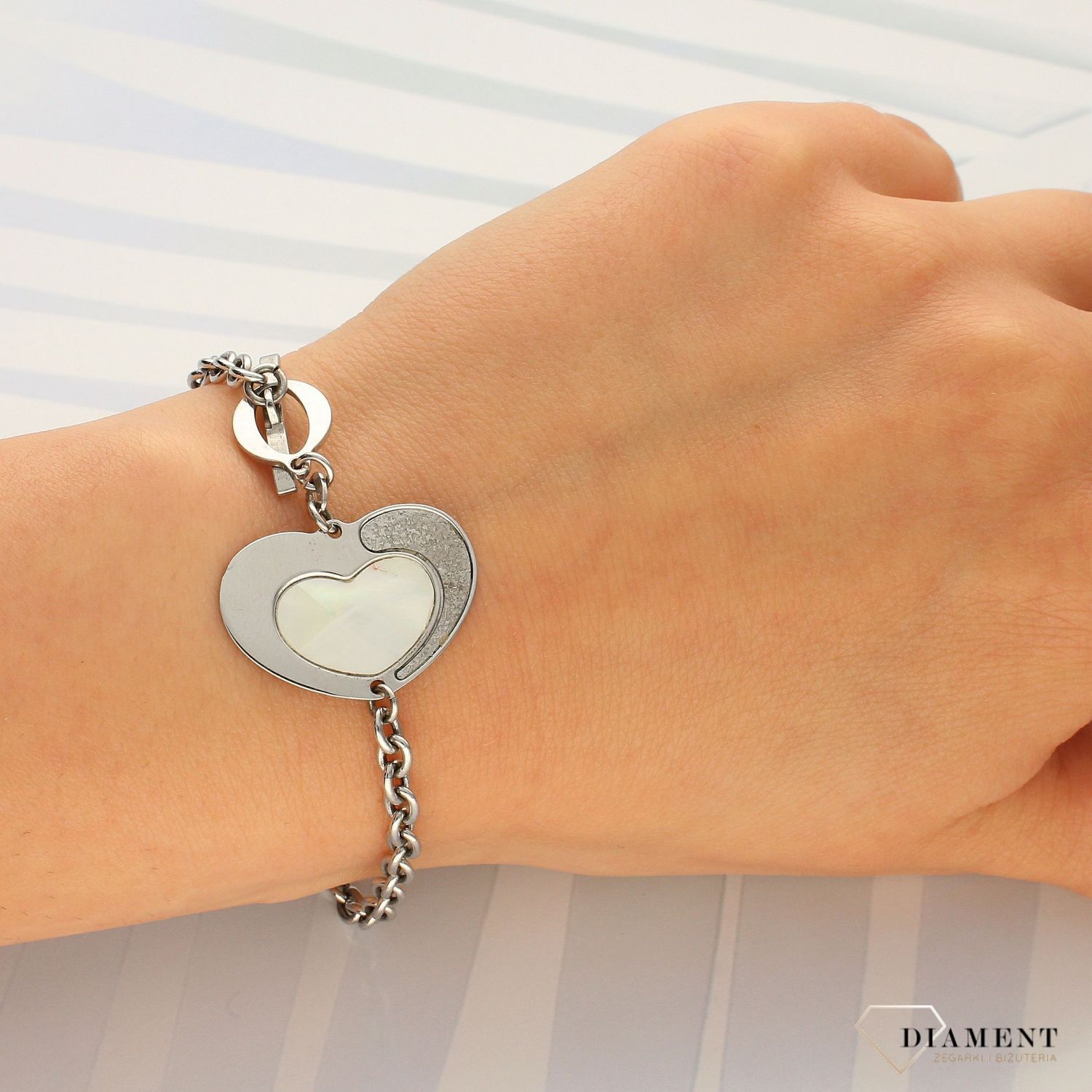 Bransoletka srebrna 'Perłowe serce' DIA-BRA-2982-925 (1).jpg
