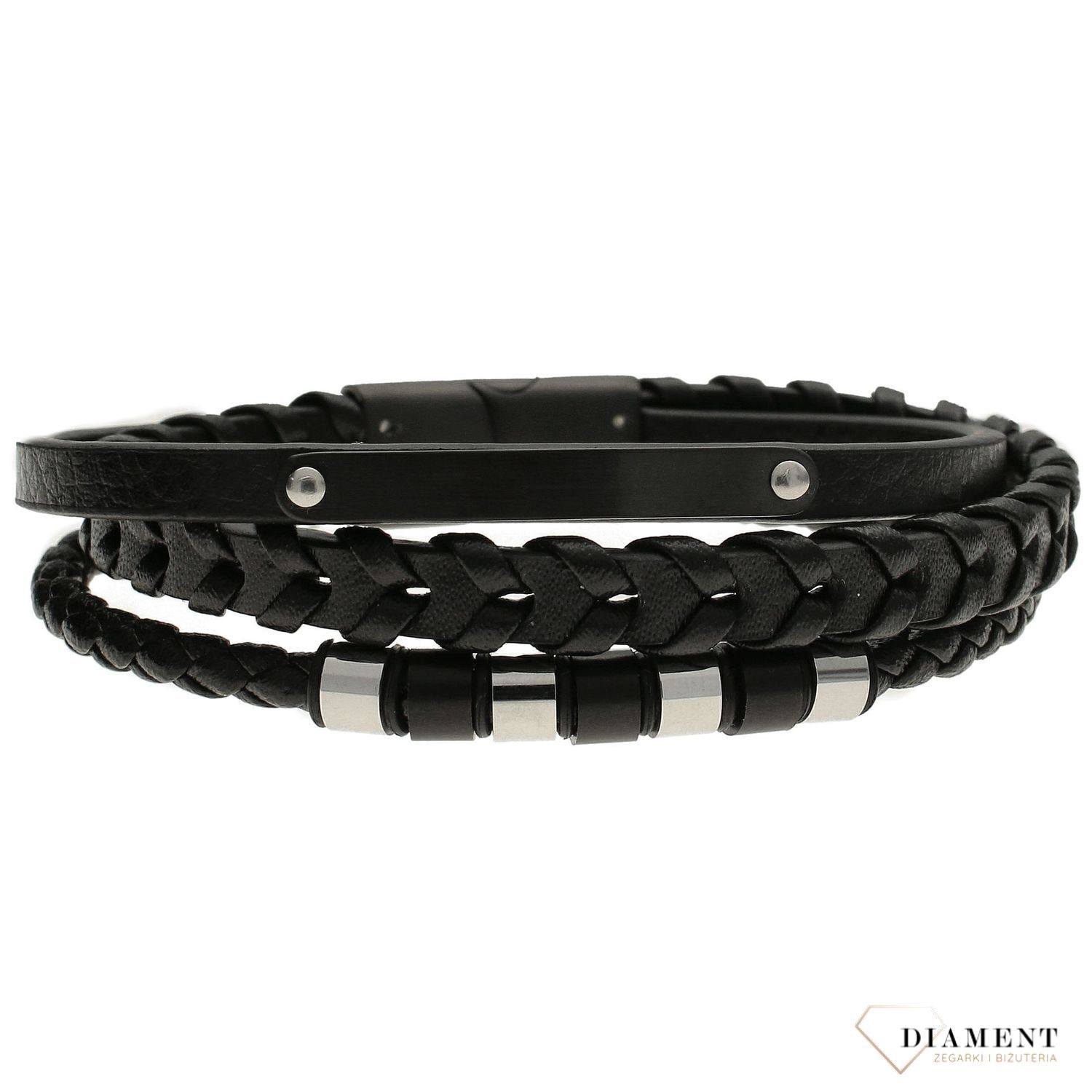 Bransoletka męska skórzana z trzech pasków DIA-BRA-2998-STAL.jpg