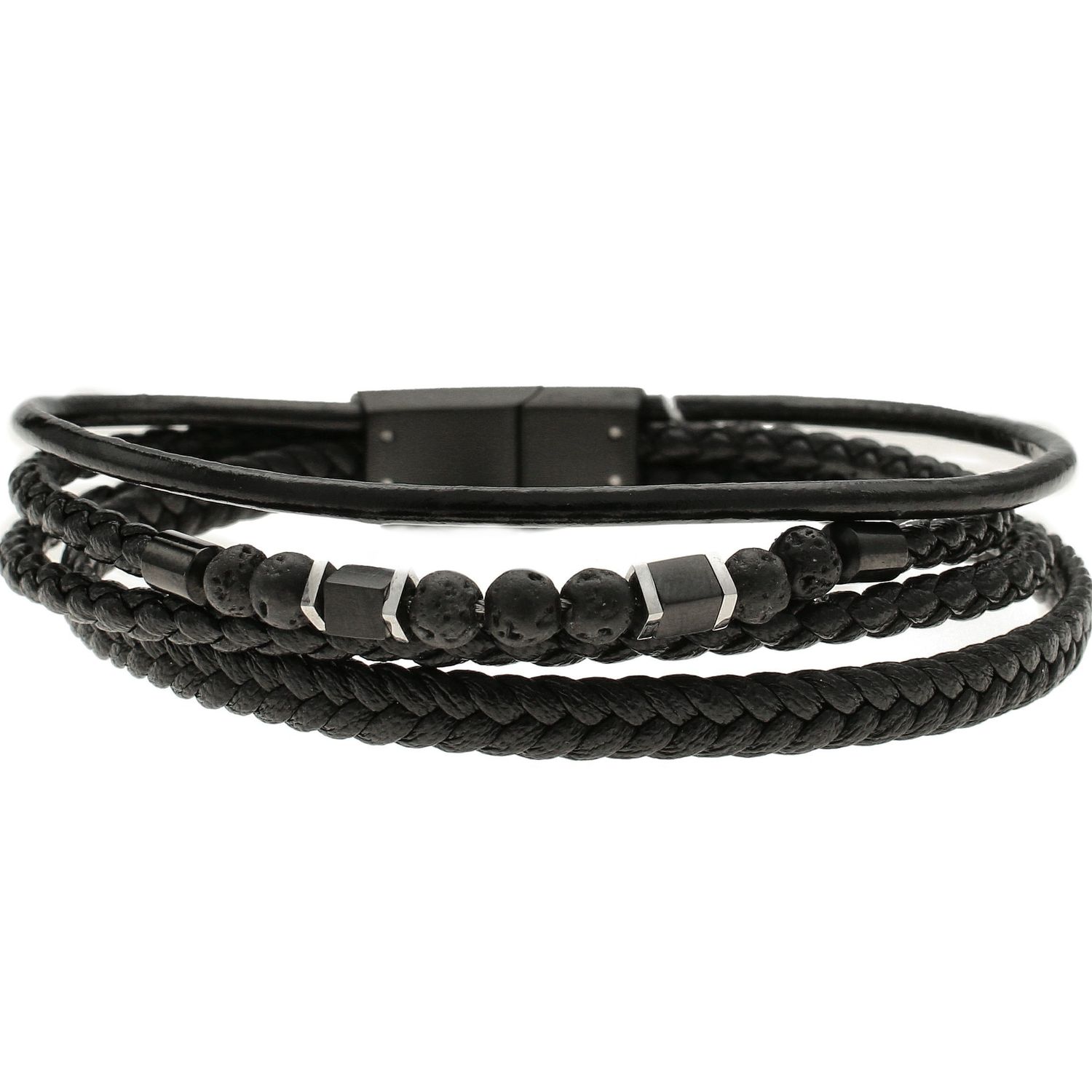 Bransoletka męska skórzana kwadraty z lawą wulkaniczną DIA-BRA-3003-STAL.jpg