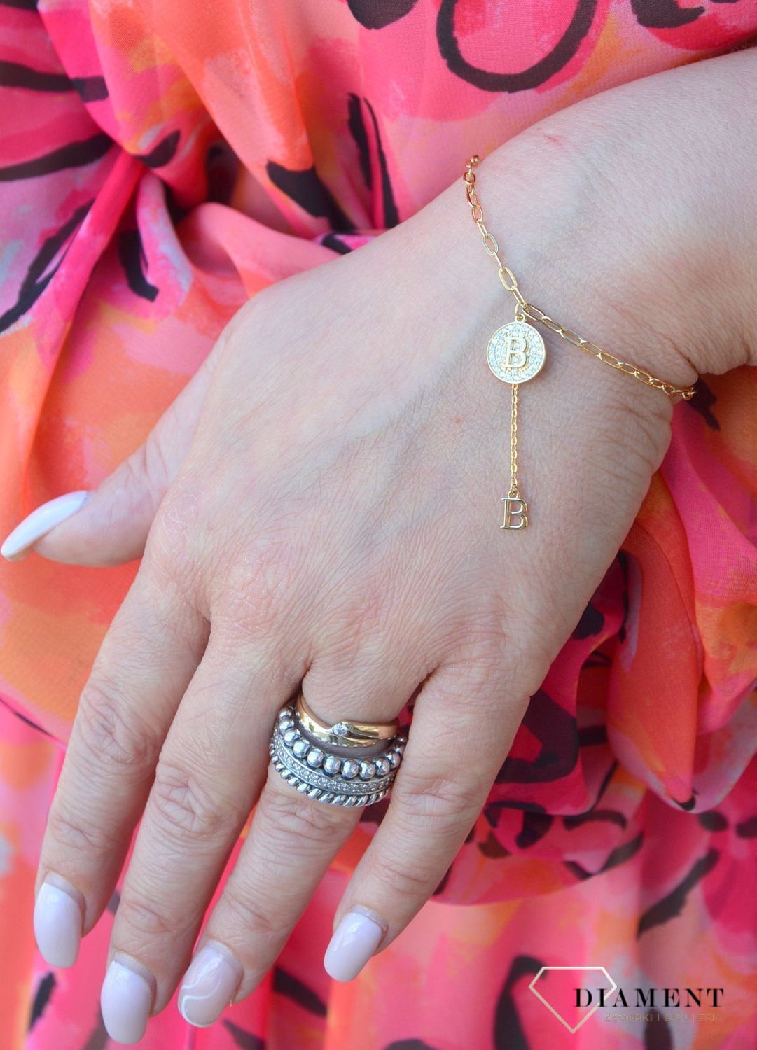 Bransoletka srebrna pozłacana z literką B DIA-BRA-3068-925 (1).jpg