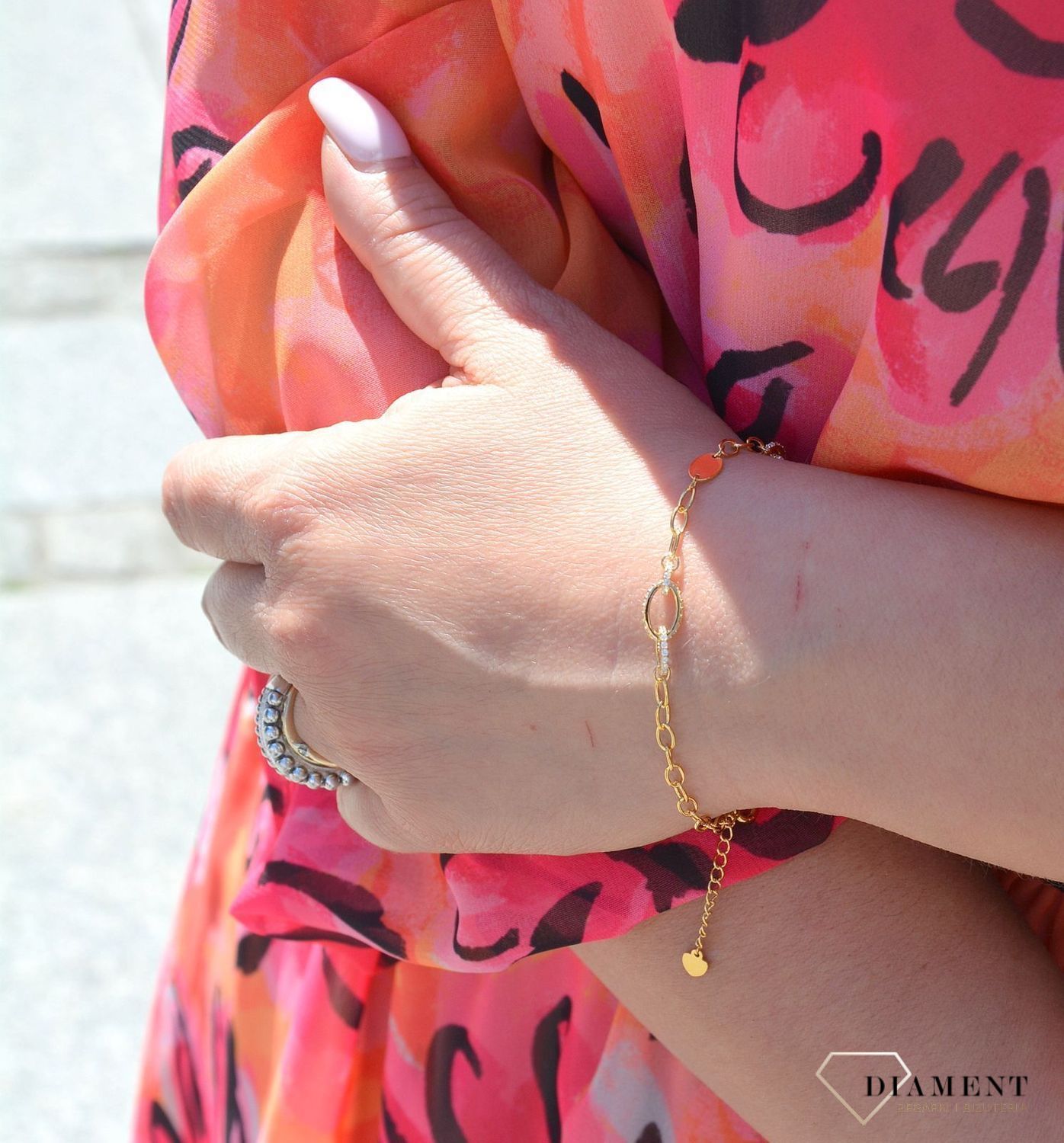 Srebrna bransoletka pozłacana z cyrkoniami DIA-BRA-3069-925 💎.jpg