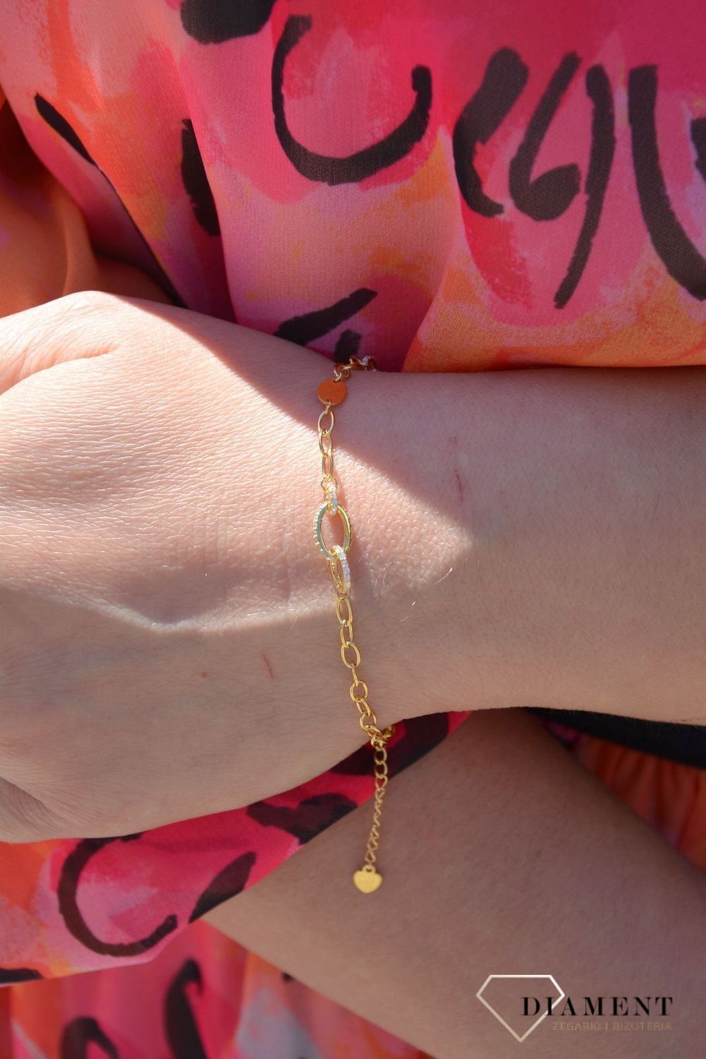 Srebrna bransoletka pozłacana z cyrkoniami DIA-BRA-3069-925 💎.jpg