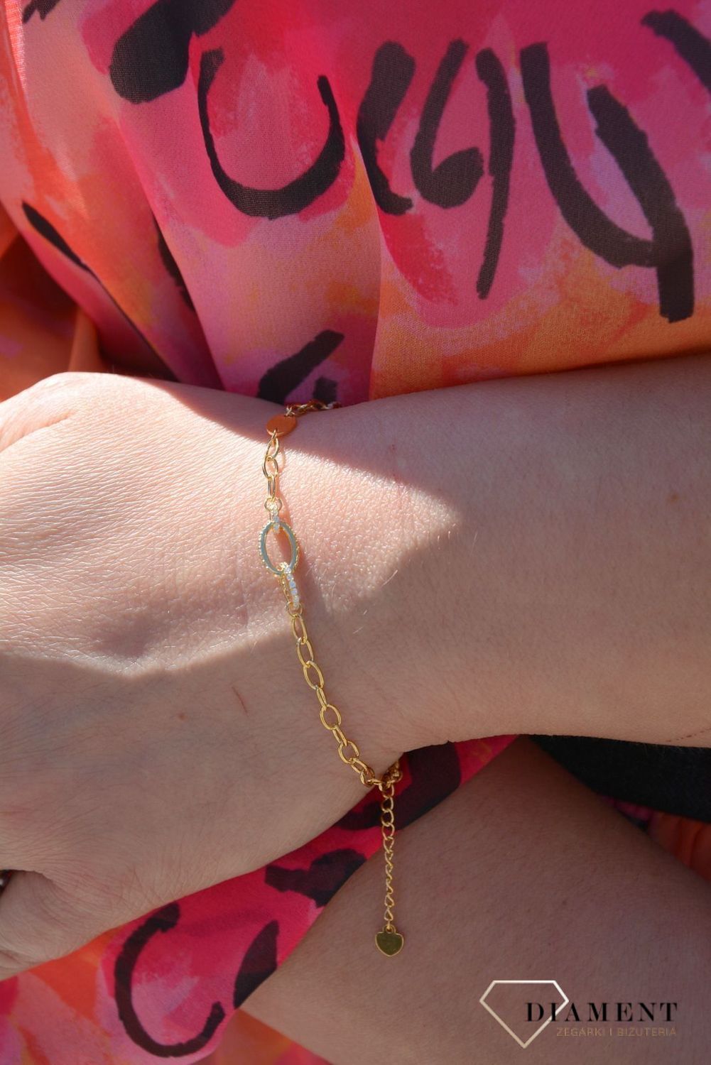 Srebrna bransoletka pozłacana z cyrkoniami DIA-BRA-3069-925 💎.jpg