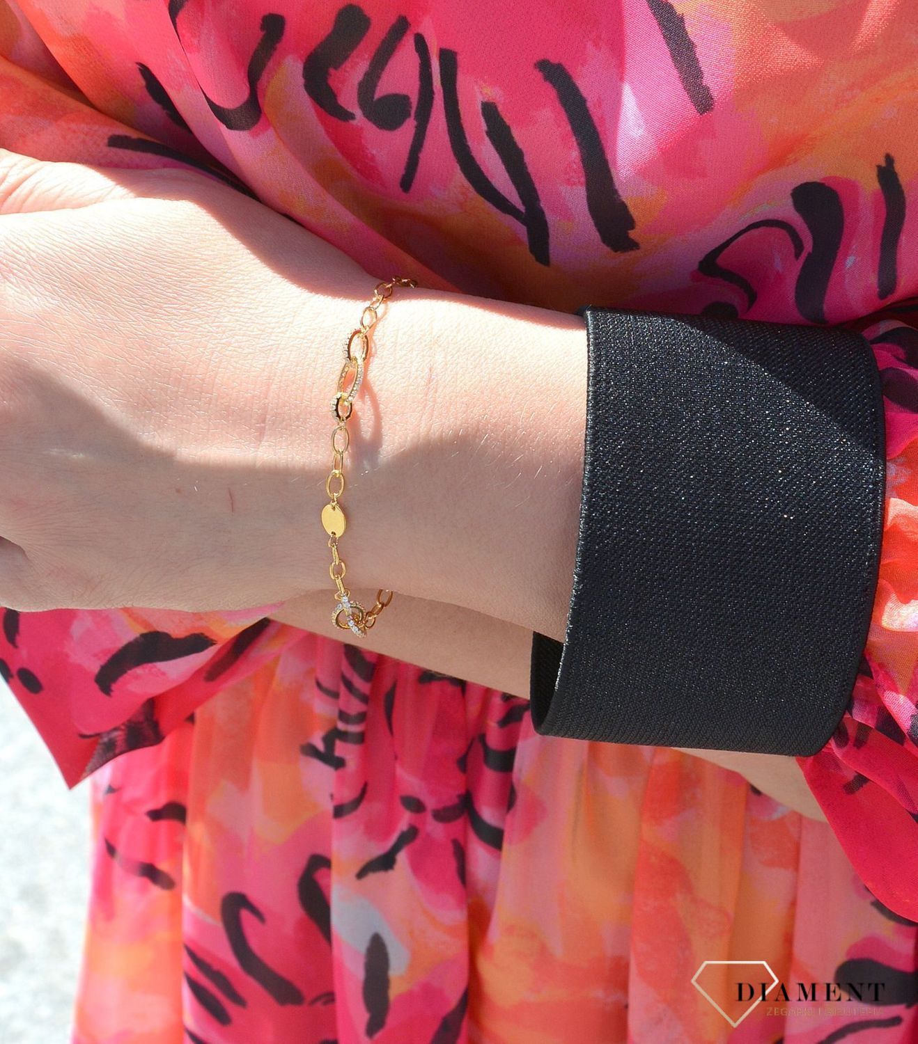 Srebrna bransoletka pozłacana z cyrkoniami DIA-BRA-3069-925 💎.jpg