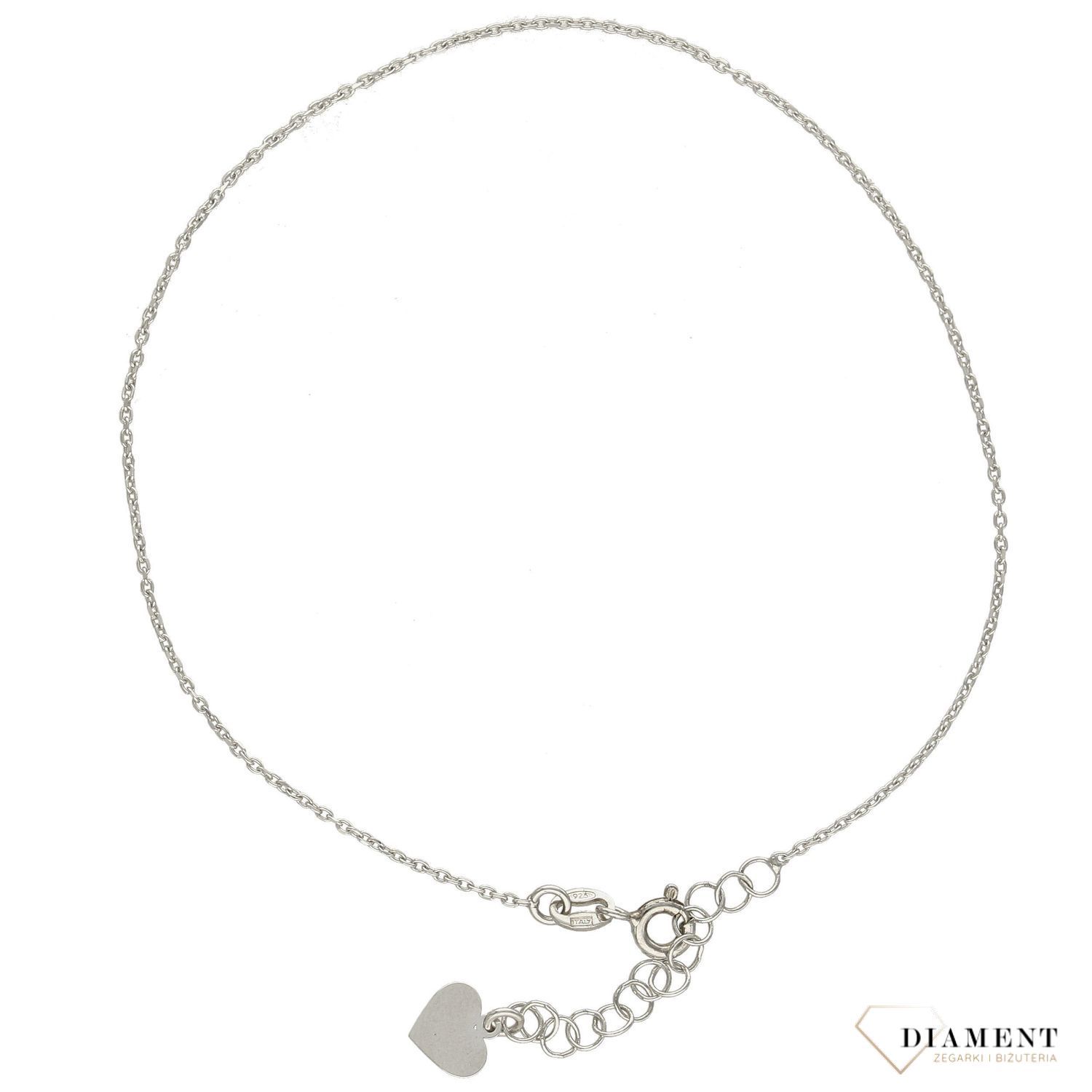 Srebrna bransoletka na nogę z serduszkiem DIA-BRA-3235-925.jpg