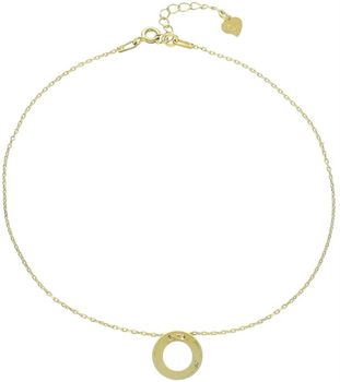 Minimalistyczna pozłacana bransoletka na kostkę ze srebra 925 z ozdobnym kółkiem (1,2 cm). Długość 25 + 3 cm. Delikatna, nowoczesna i kobieca.1.jpg