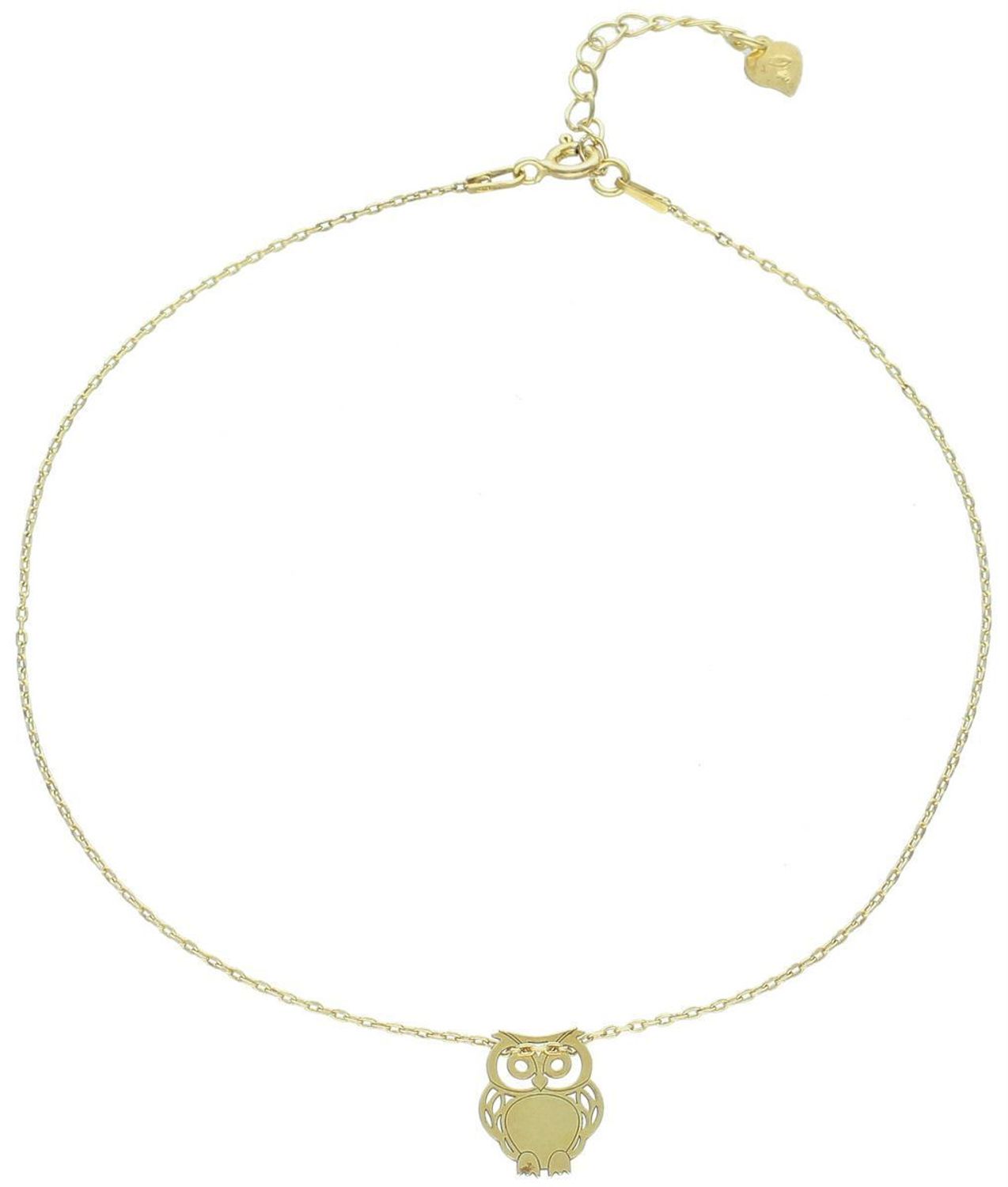 Srebrna bransoletka na nogę pozłacana z sową DIA-BRA-3247-925. Bransoletka na kostkę wykonana z wysokiej jakości srebra próby 925 w kolorze złota. Bransoletka z zawieszką w kształcie sowy. 1.jpg