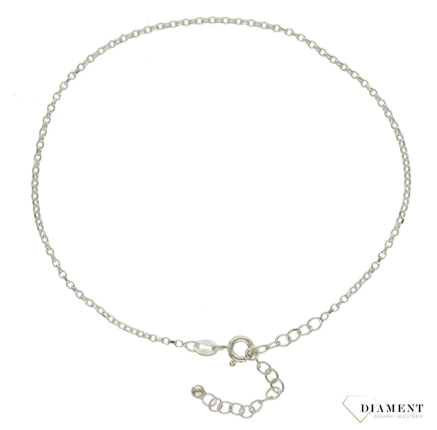 Srebrna bransoletka na nogę gładki łańcuszek DIA-BRA-3248-925.jpg