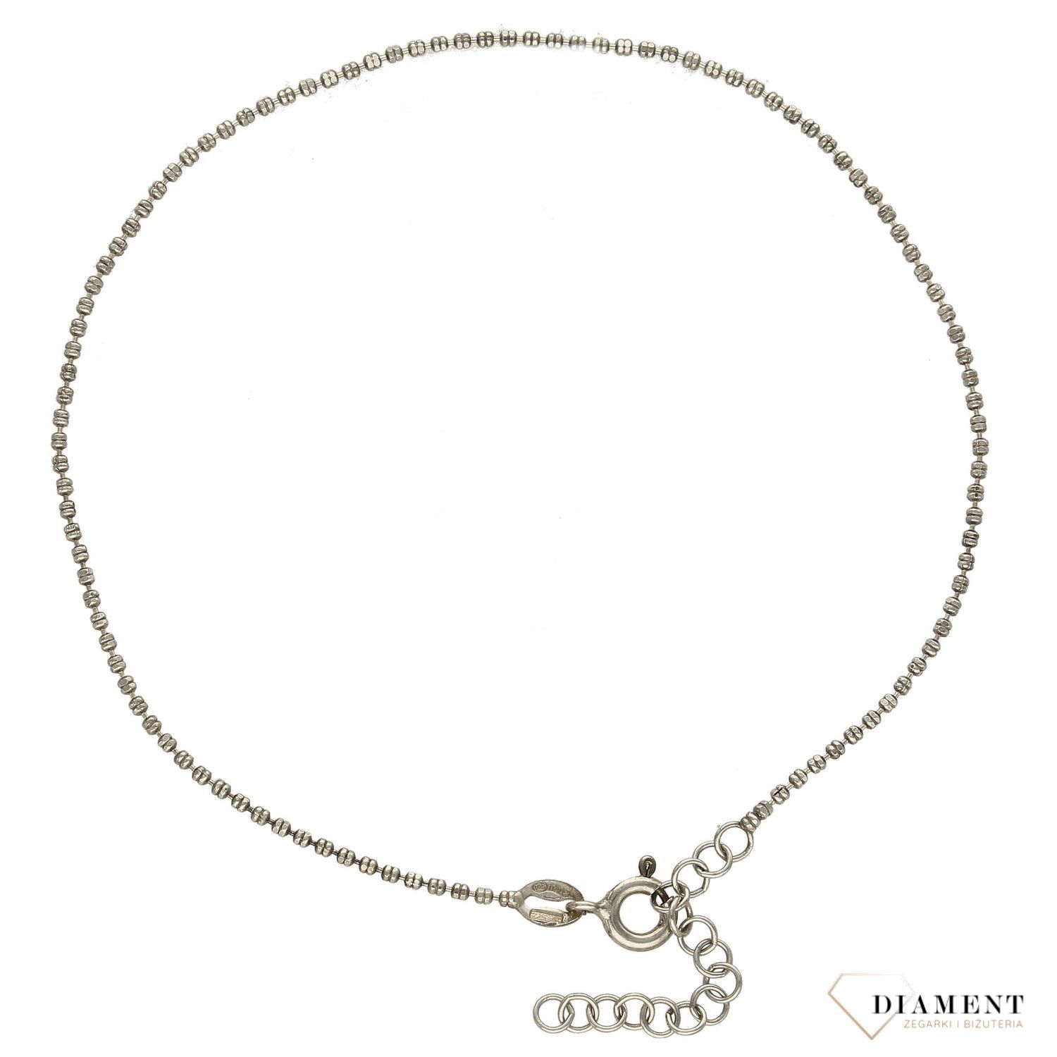 Srebrna bransoletka na nogę ozdobny łańcuszek DIA-BRA-3253-925.jpg