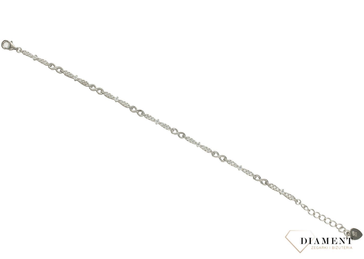 Srebrna bransoletka gładkie znaki nieskończoności i cyrkonie DIA-BRA-3557-925 (1).jpg