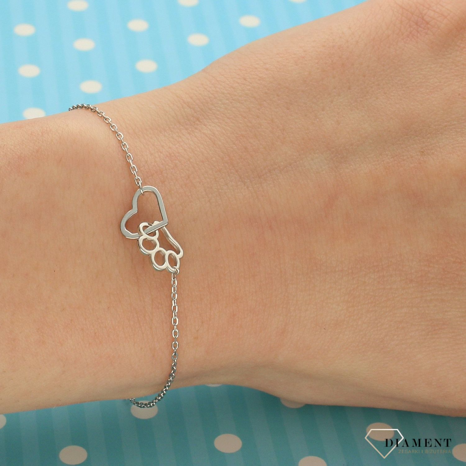 Srebrna bransoletka celebrytka serce z łapką DIA-BRA-3569-925 (1).jpg