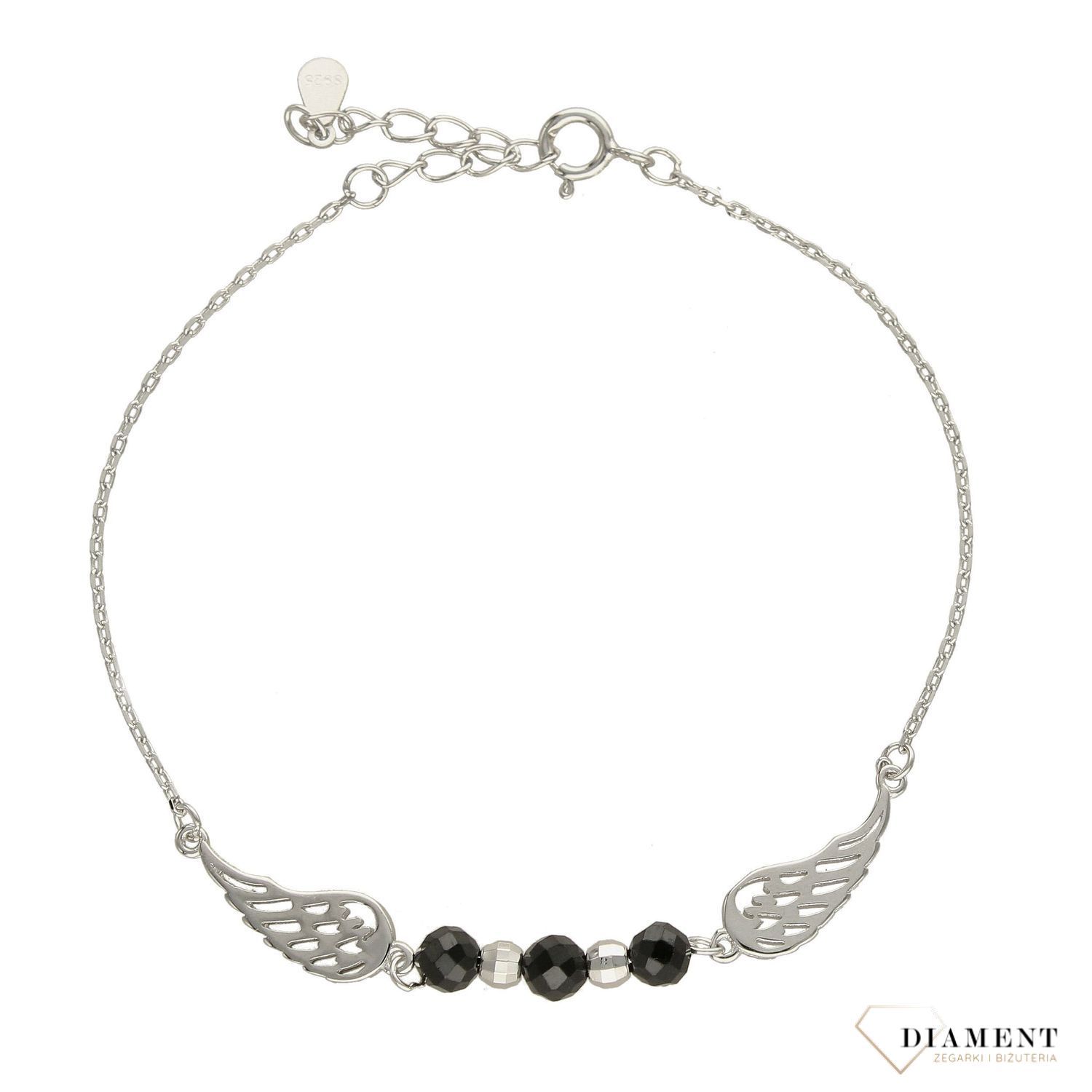 Srebrna bransoletka celebrytka dwa skrzydła z koralikami DIA-BRA-3577-925 (1).jpg