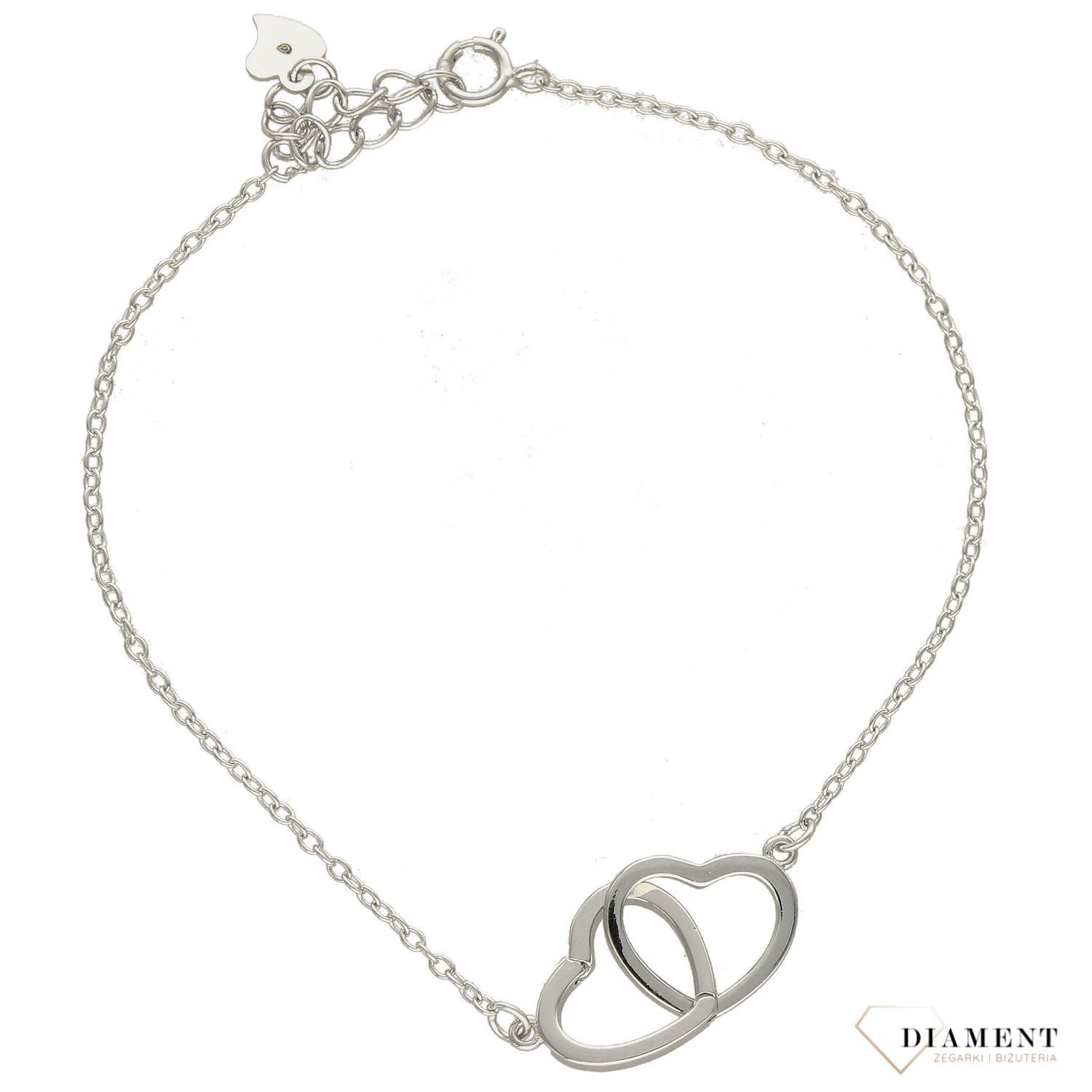 Srebrna bransoletka celebrytka połączone dwa serca DIA-BRA-3627-925 (1).jpg