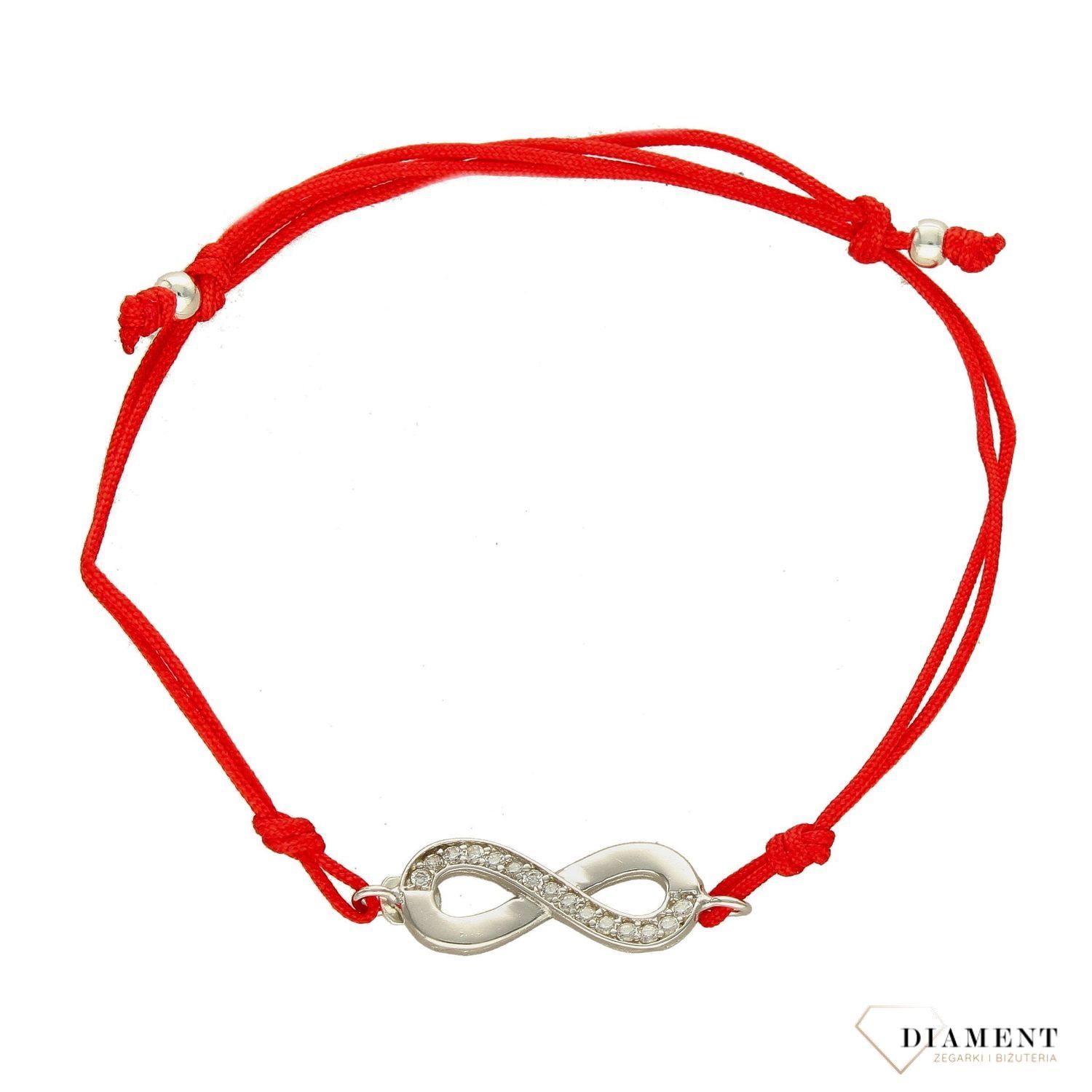 Bransoletka na czerwonym sznurku znak nieskończoności z cyrkonią DIA-BRA-3836-925 (1).jpg