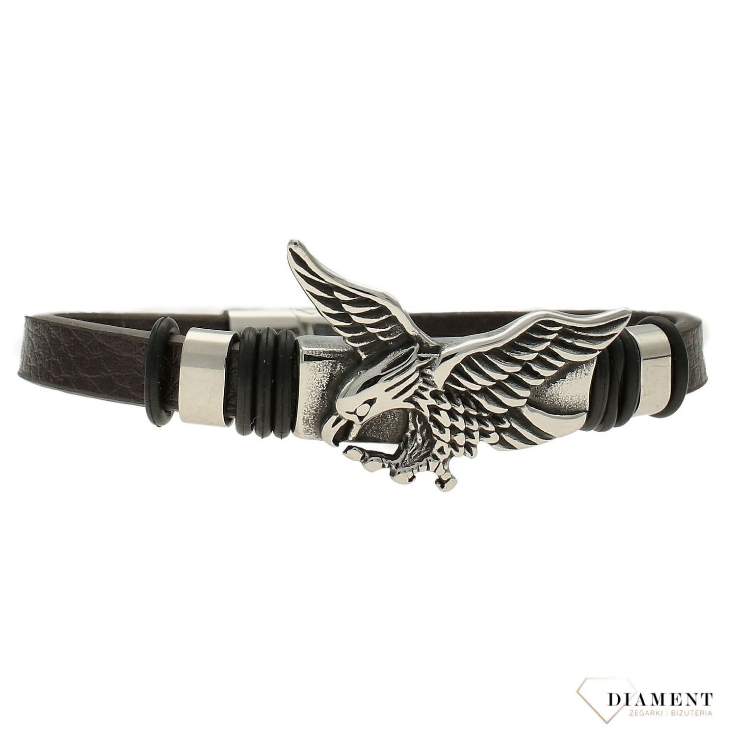 Bransoletka męska skórzana brązowa z orłem DIA-BRA-3875-STAL. Idealny prezent dla wyzwolonego mężczyzny (1).jpg