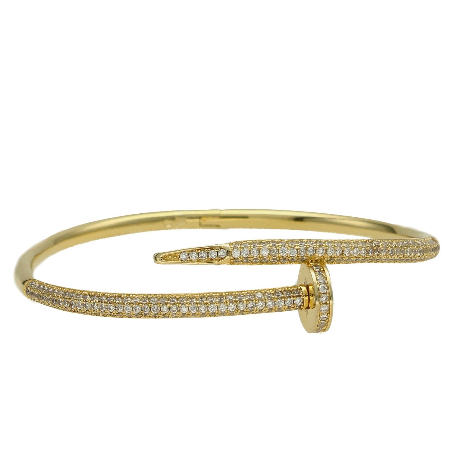 Bransoletka srebrna sztywna otwierana 'Złoty Gwóźdź' z cyrkoniami (2).jpg