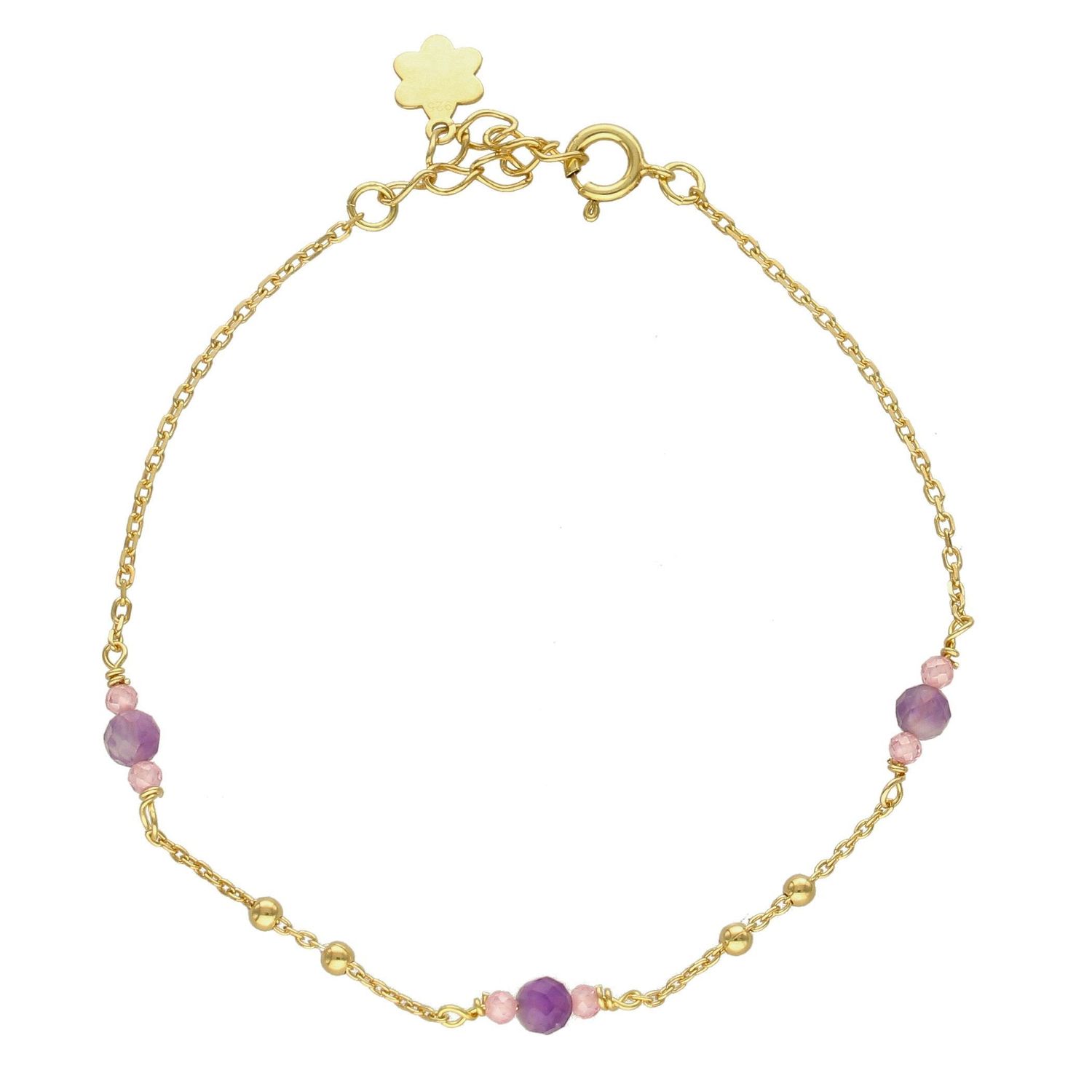 Bransoletka damska z kamieniami naturalnymi ametyst, cyrkonia DIA-BRA-3990-925.jpg