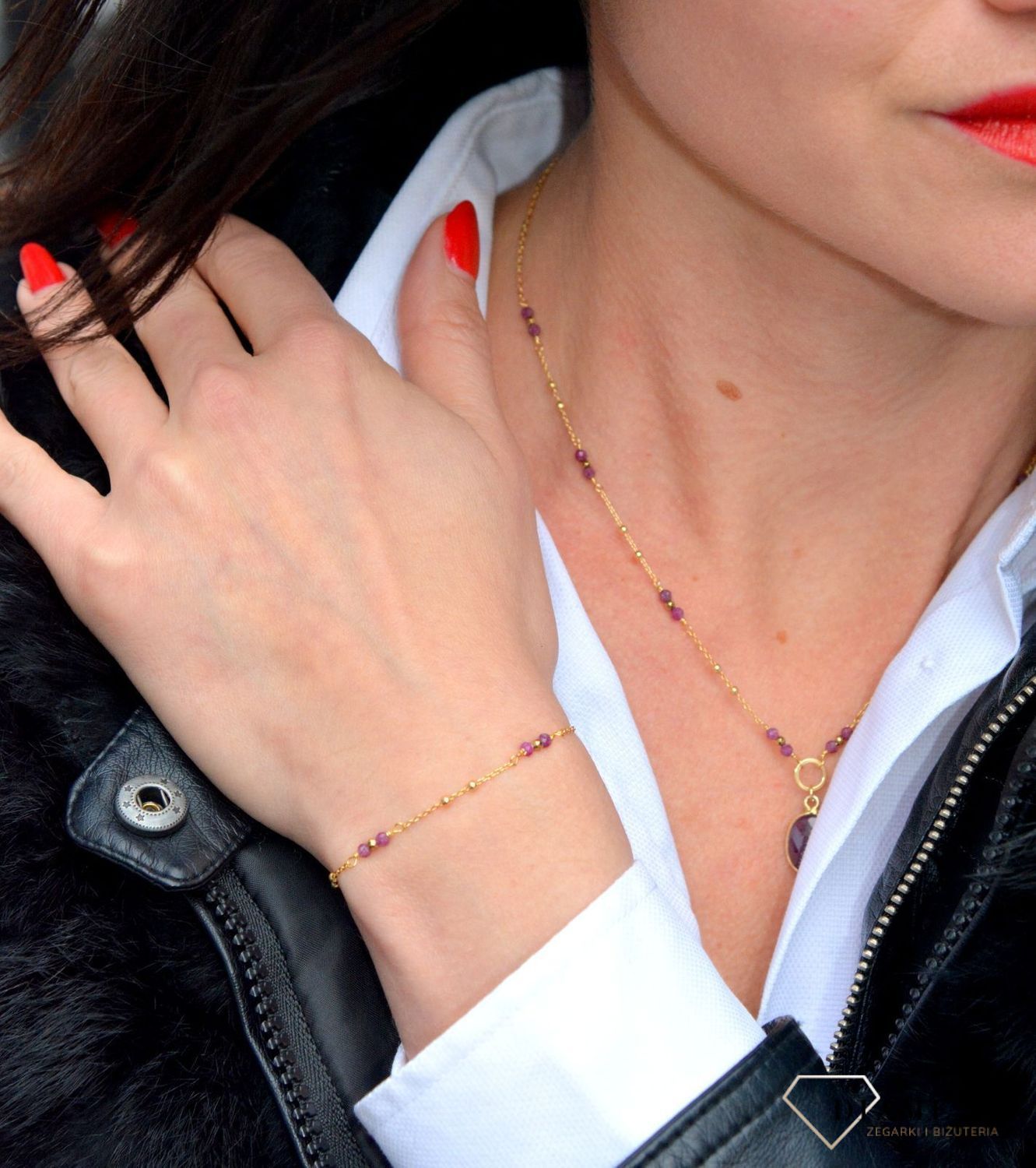 Bransoletka damska z kamieniami naturalnymi rubin DIA-BRA-3992-925.jpg