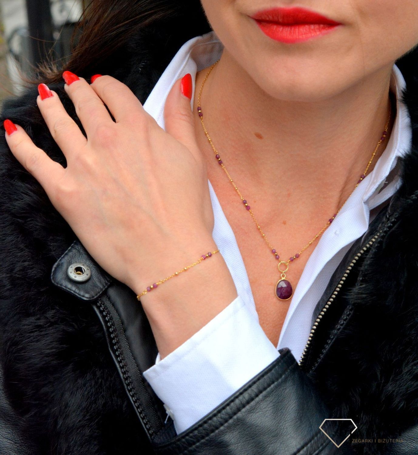 Bransoletka damska z kamieniami naturalnymi rubin DIA-BRA-3992-925.jpg