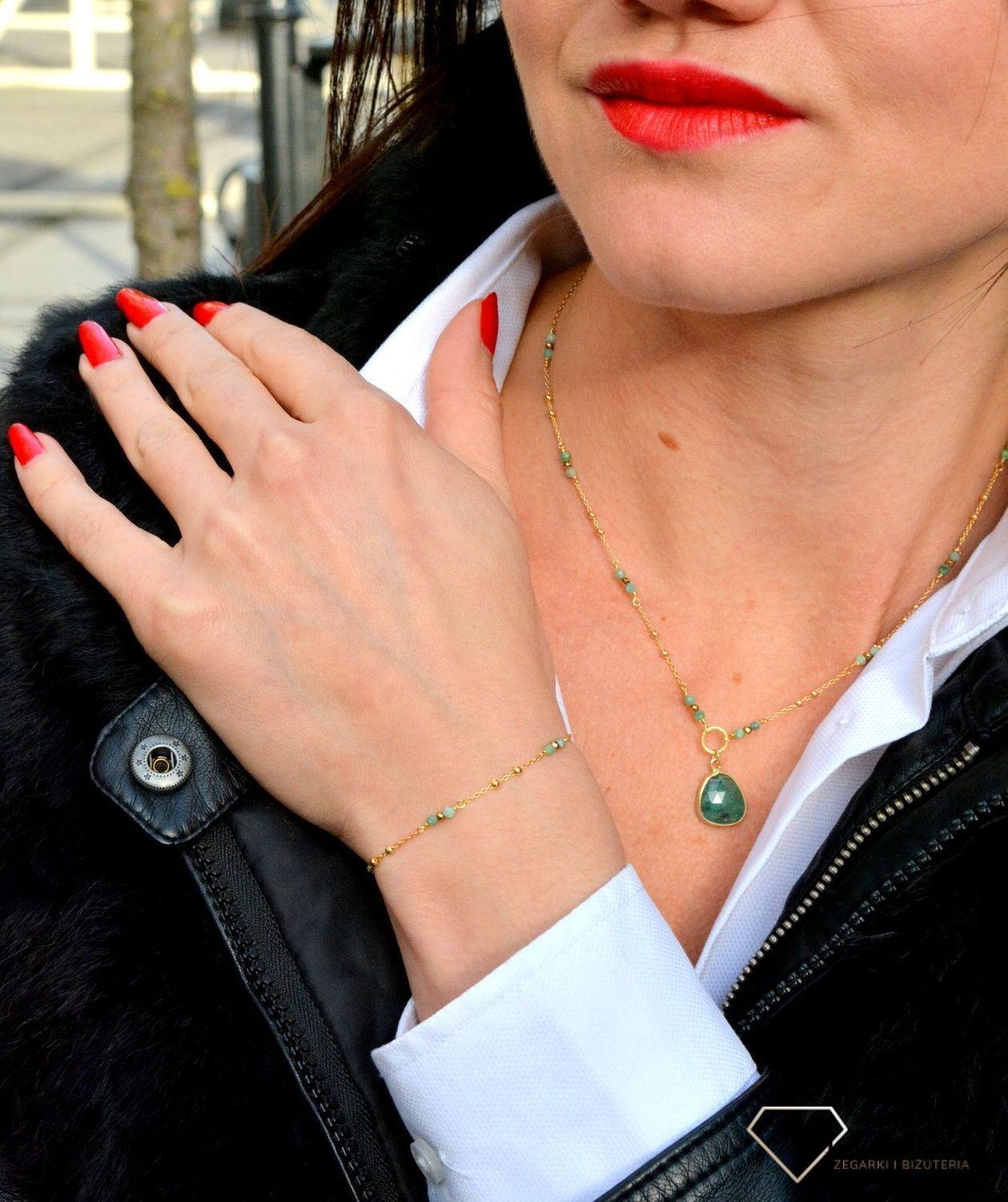 Bransoletka damska z kamieniami naturalnymi szmaragd DIA-BRA-3994-925.jpg