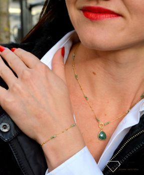 Bransoletka damska z kamieniami naturalnymi szmaragd DIA-BRA-3994-925. Efektowna i kobieca bransoletka składająca się z drobnych kamieni naturalnych takich jak szmaragd (3).JPG