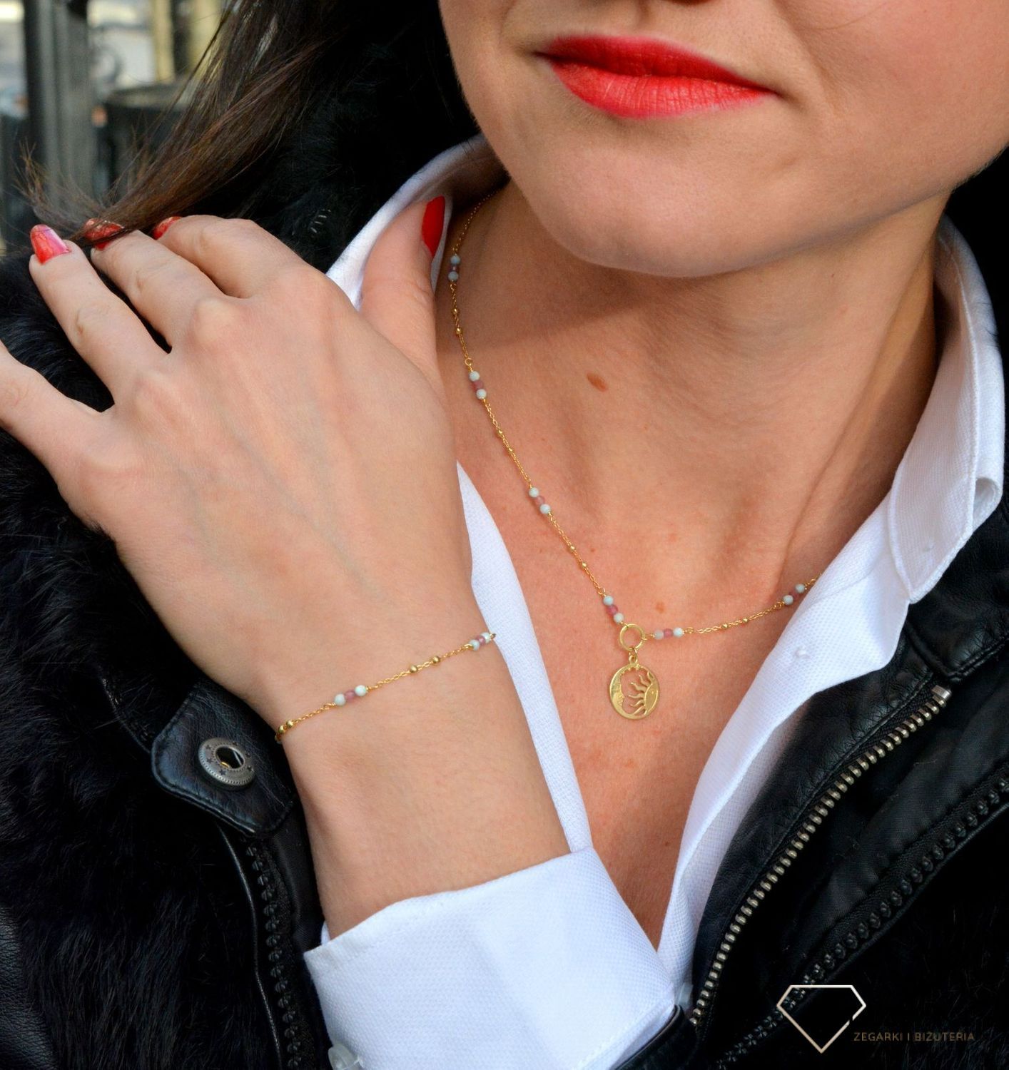 Bransoletka damska z kamieniami naturalnymi larimar, turmalin DIA-BRA-4002-925.jpg