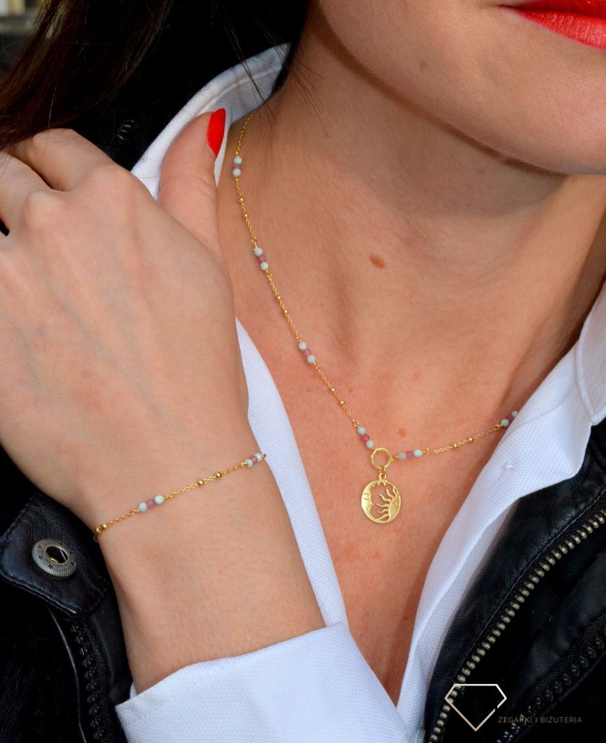 Bransoletka damska z kamieniami naturalnymi larimar, turmalin DIA-BRA-4002-925.jpg