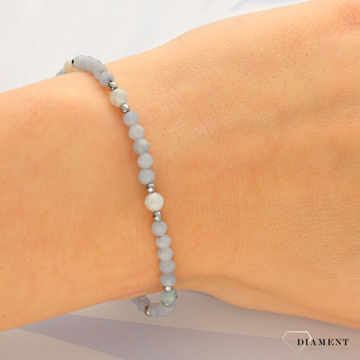 Bransoletka damska z kamieniami naturalnymi morganit, hematyt DIA-BRA-4010-925 (1).jpg