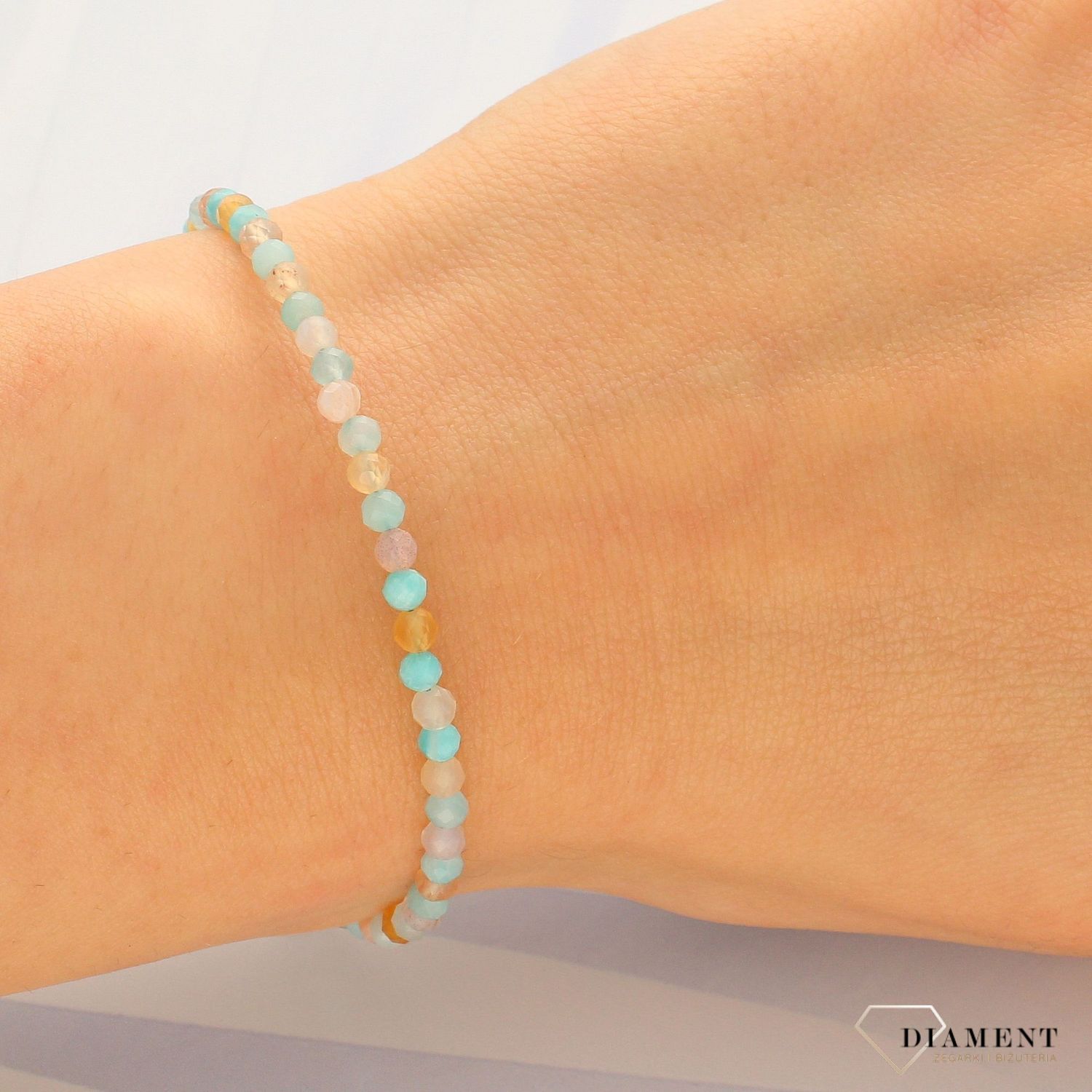Bransoletka damska z kamieniami naturalnymi amazonit, kamień słoneczny DIA-BRA-4011-925 (1).jpg