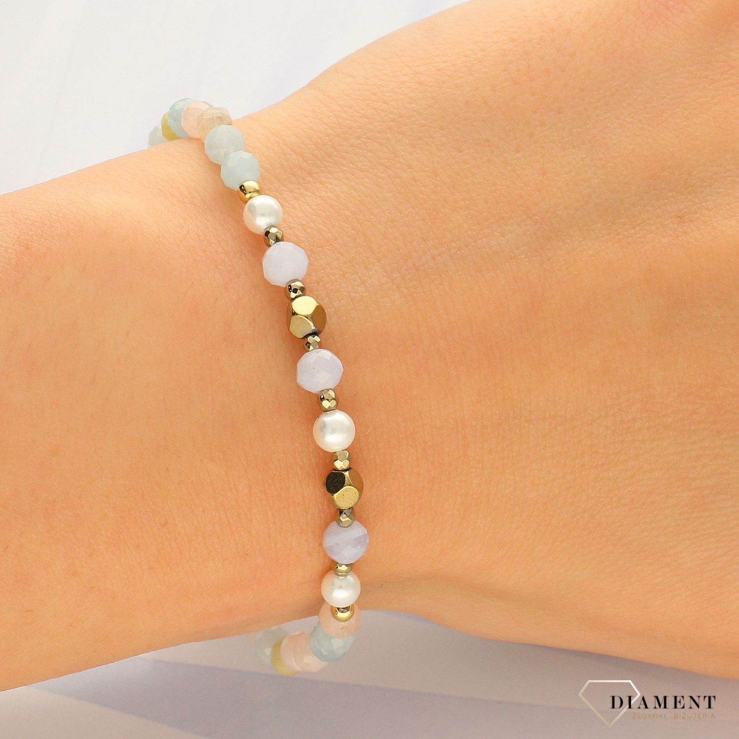 Bransoletka damska z kamieniami naturalnymi morganit, chalcedon DIA-BRA-4012-925 (2).jpg
