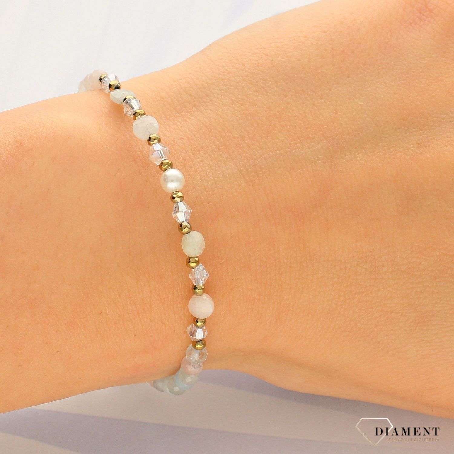 Bransoletka damska z kamieniami naturalnymi morganit, hematyt DIA-BRA-4014-925 (1).jpg