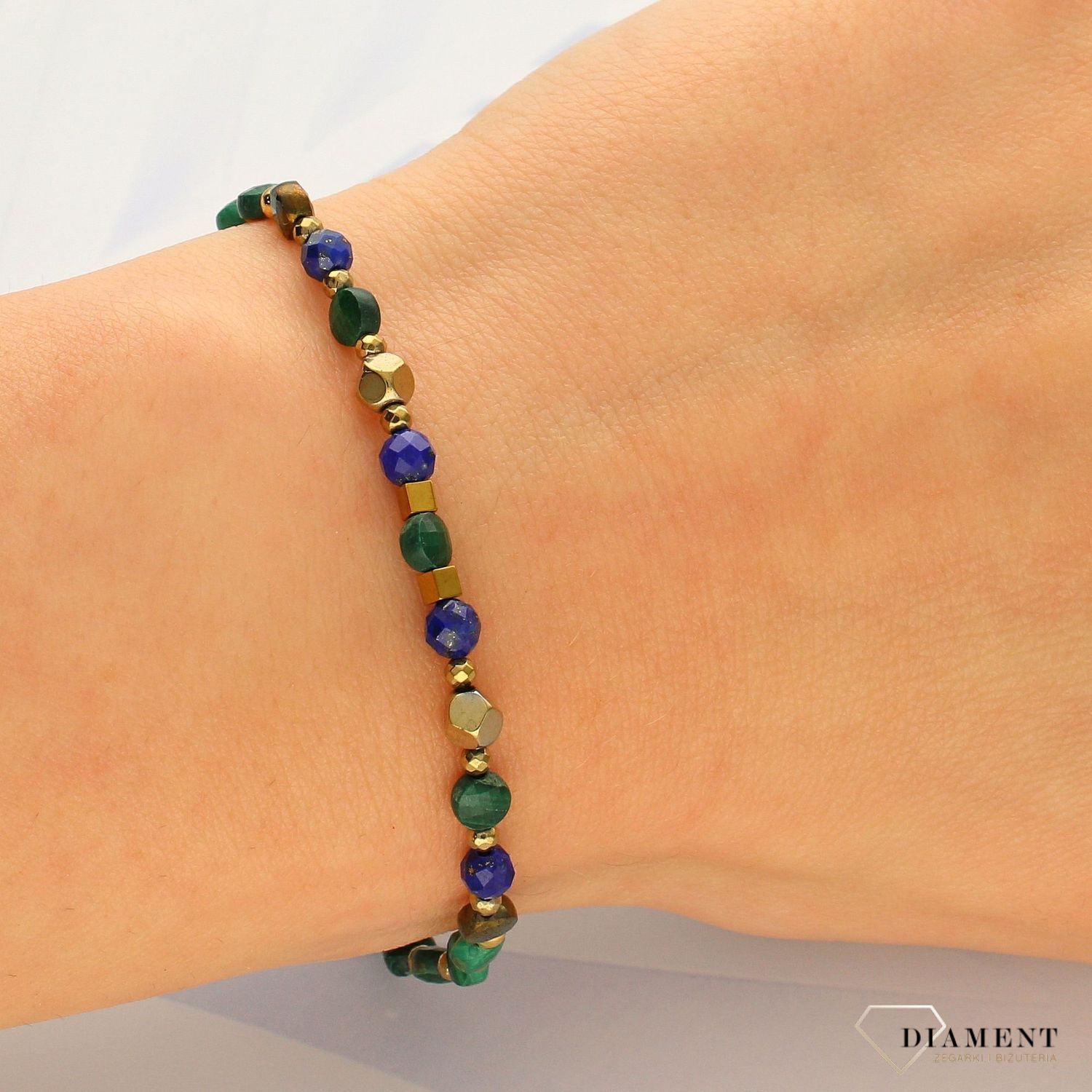 Bransoletka damska z kamieniami naturalnymi malachitem, lapis DIA-BRA-4016-925 (1).jpg