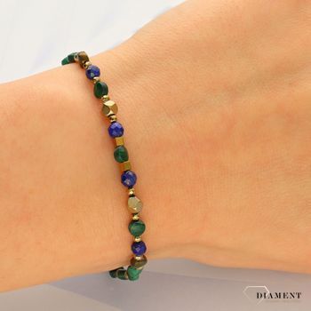 Bransoletka damska z kamieniami naturalnymi malachitem, lapis DIA-BRA-4016-925 (2).jpg