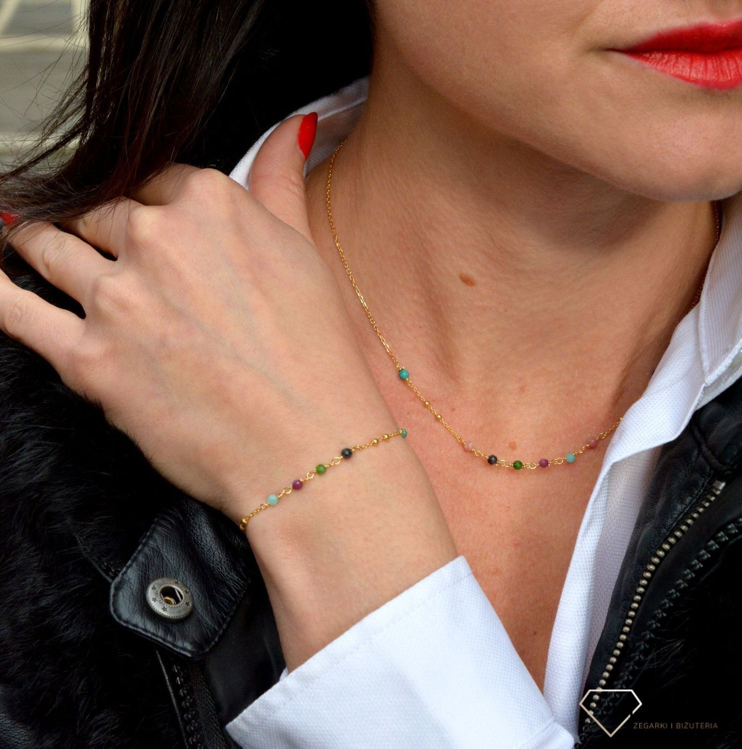 Bransoletka damska z kamieniami naturalnymi rubin, rodonit, turmalin, lapis DIA-BRA-4024-925.jpg
