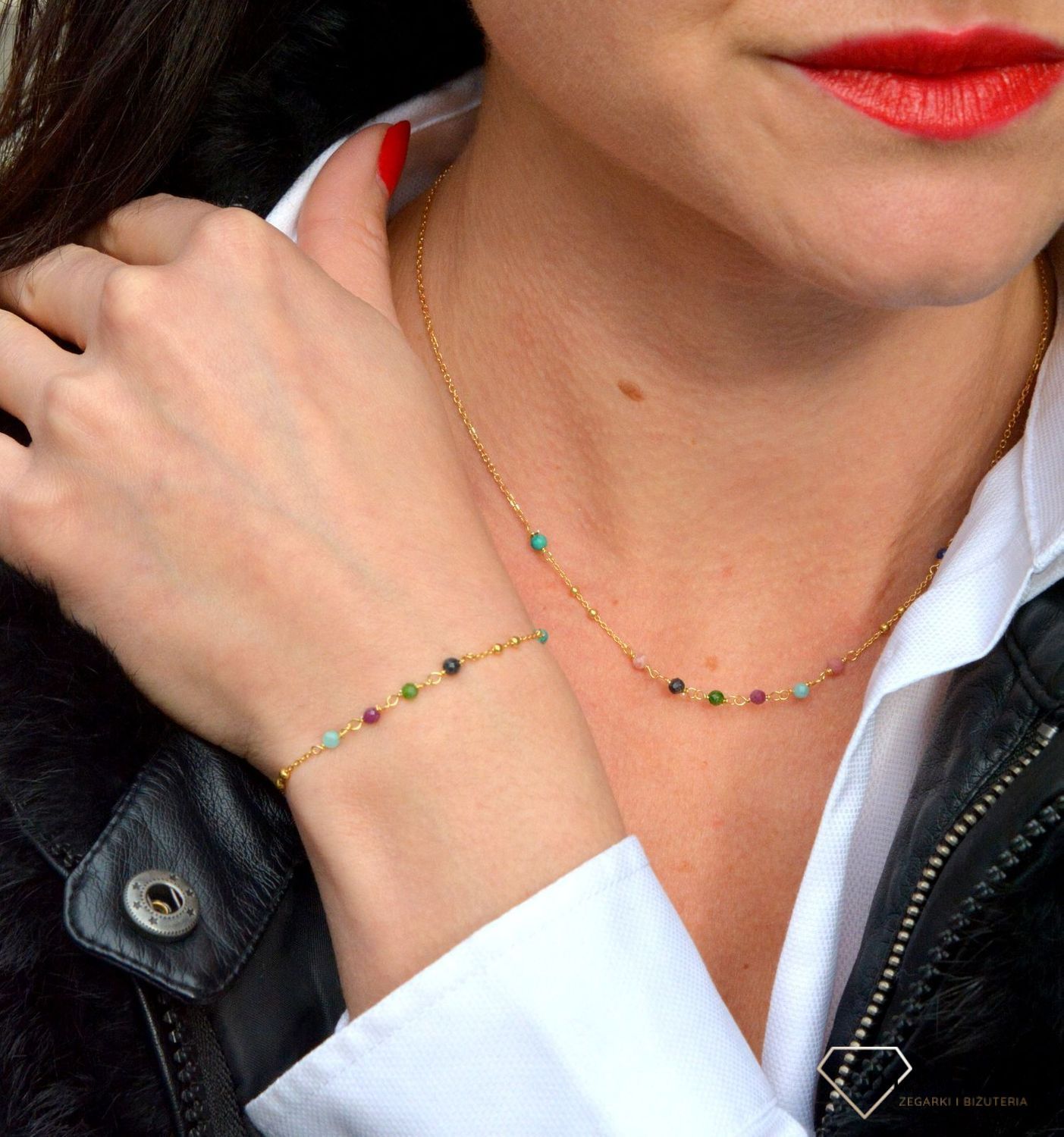 Bransoletka damska z kamieniami naturalnymi rubin, rodonit, turmalin, lapis DIA-BRA-4024-925.jpg
