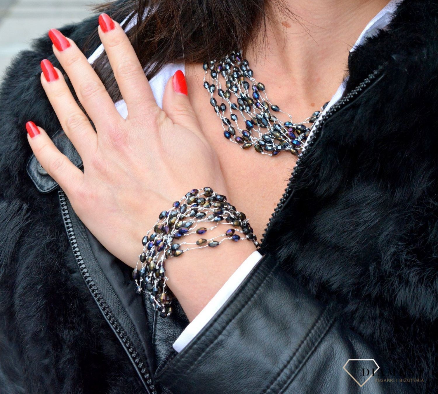 Bransoletka damska z kamieni naturalnych obsydian DIA-BRA-4026-925.jpg