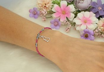 Bransoletka srebrna 925 DIA-BRA-4043-925 z rubinem, hematytem, hikari i zawieszką króliczkiem. Długość 17+1 cm, zapięcie na karabińczyk. Delikatna, kobieca i symboliczna biżuteria.2.jpg