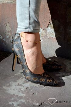 Srebrna pozłacana bransoletka na nogę z kryształami granat. Bransoletka na nogę to oryginalna, kobieca biżuteria, szczególnie pasująca do letnich i wakacyjnych stylizacji (3).JPG