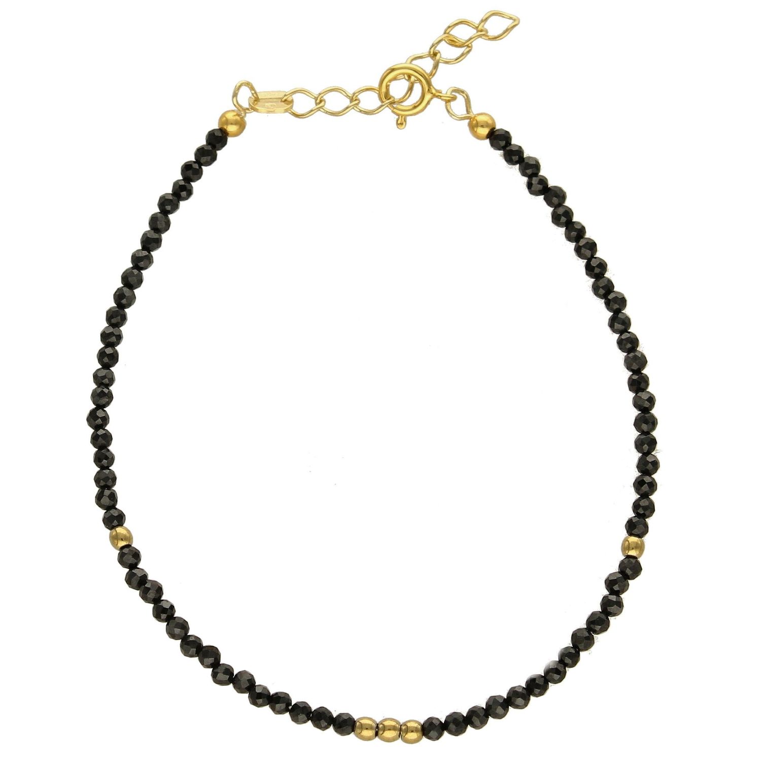 Bransoletka z drobnych kamieni naturalnych czarny hematyt DIA-BRA-4070-925 ze złotymi dodatkami.  (2).jpg