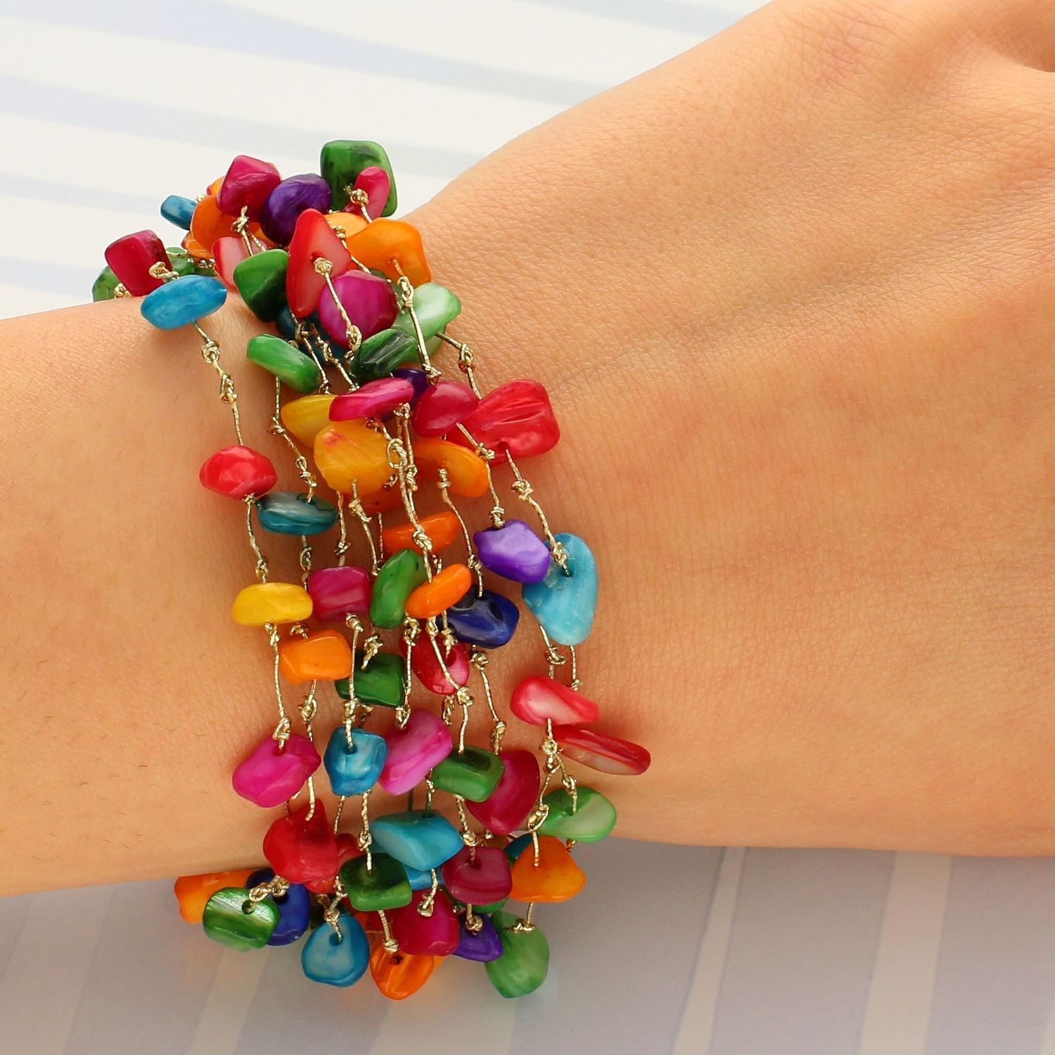 Bransoletka z kolorowych koralików z masy perłowej  'Kolorowe Lato' DIA-BRA-4071-925.jpg