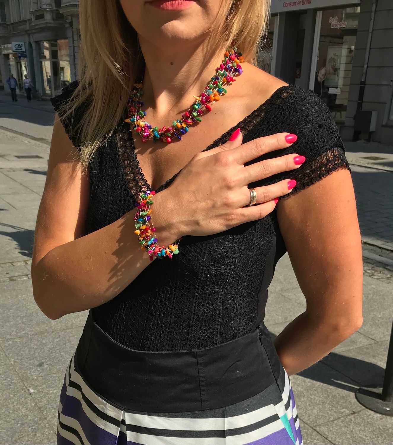 Bransoletka z kolorowych koralików z masy perłowej  'Kolorowe Lato' DIA-BRA-4071-925.jpg