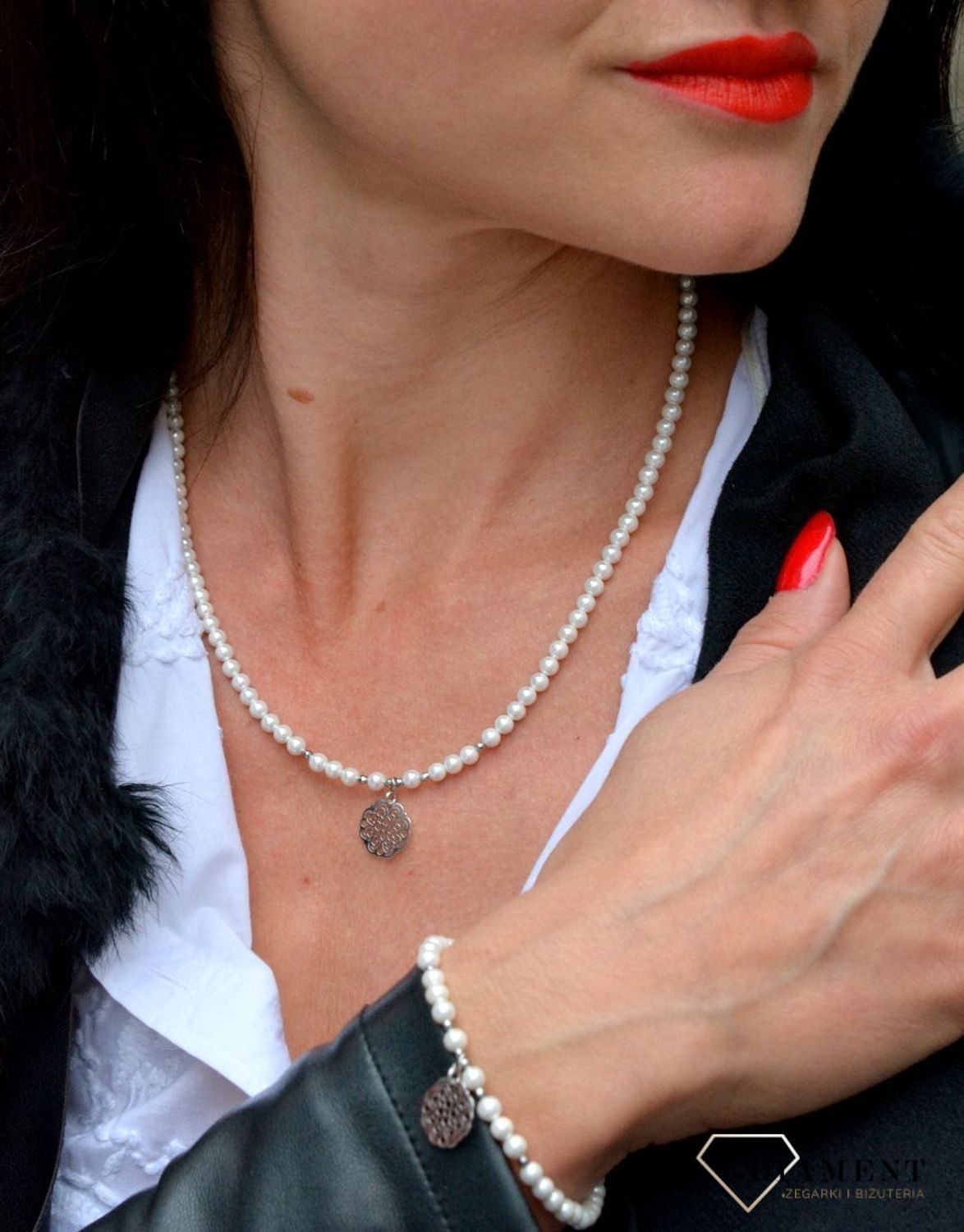 Bransoletka perły Majorka ze srebrną zawieszką DIA-BRA-4072-925 (2).jpg