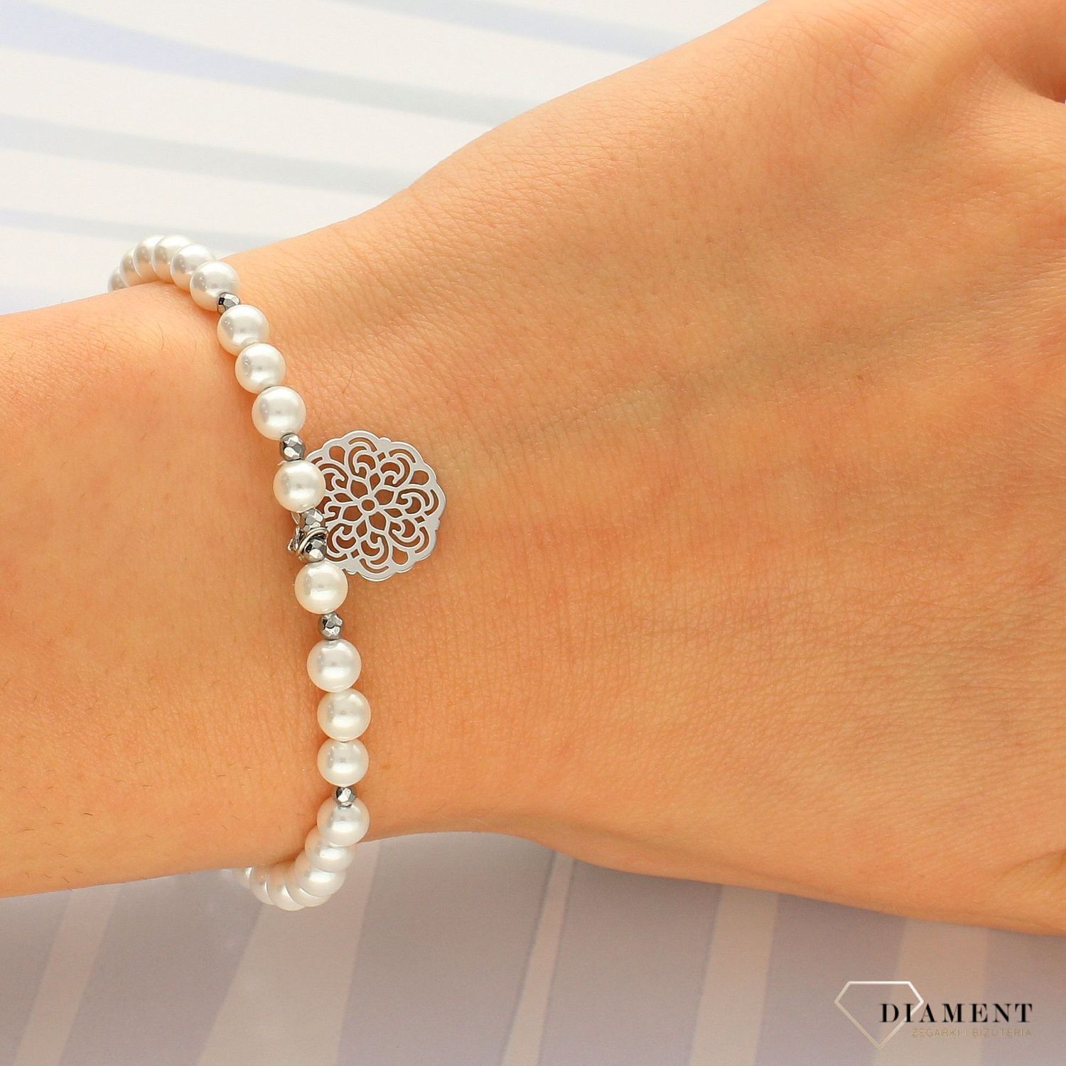 Bransoletka perły Majorka ze srebrną zawieszką DIA-BRA-4072-925 (2).jpg