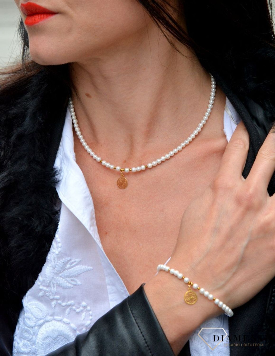 Bransoletka perły Majorka ze złotą zawieszką DIA-BRA-4073-925 ze złotą ażurową zawieszką (1).jpg