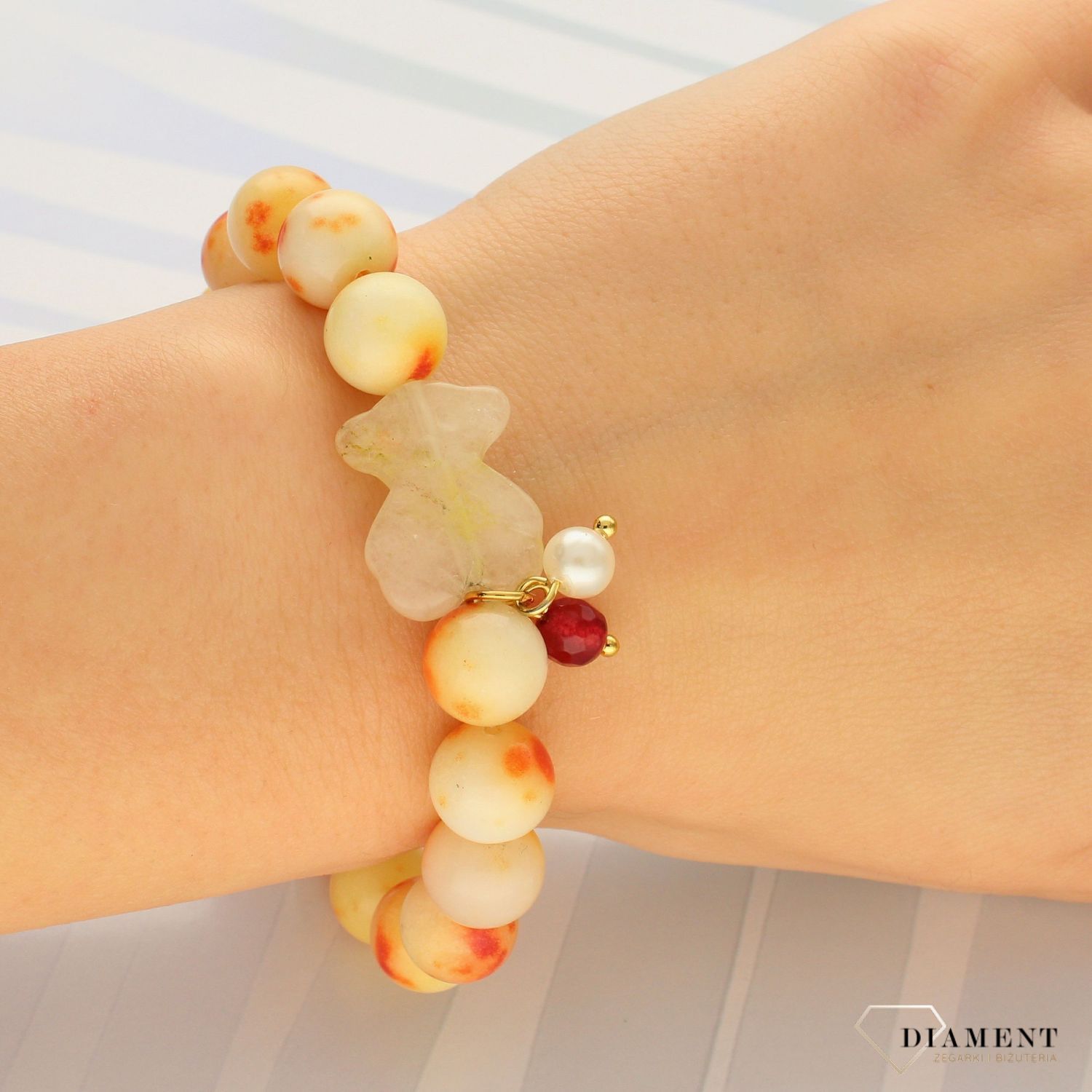 Bransoletka TUOS z misiem 'Marmurkowe koraliki' DIA-BRA-4097-INNE (2).jpg