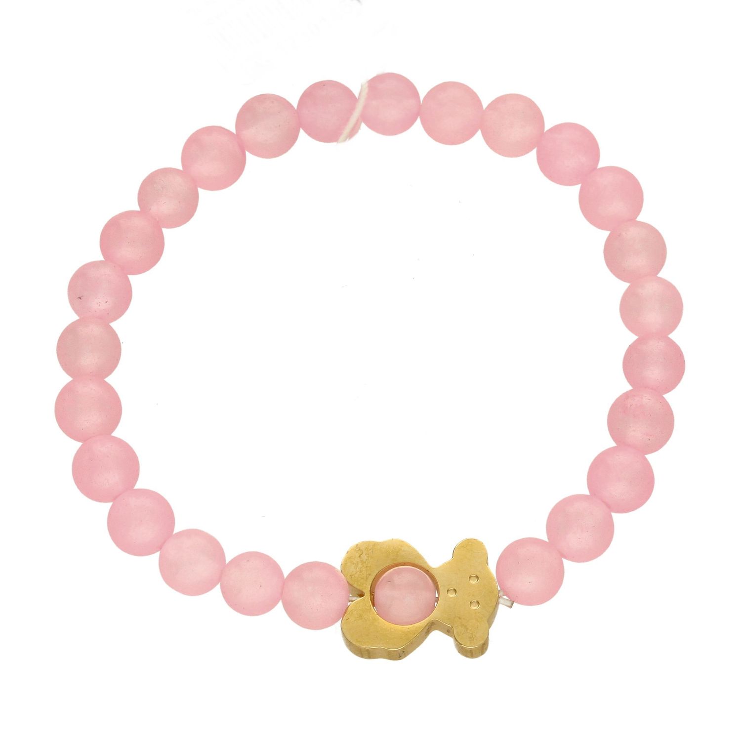 Bransoletka 'TUOS' z różowymi koralikami i złotym misiem DIA-BRA-4102-STAL (1).jpg