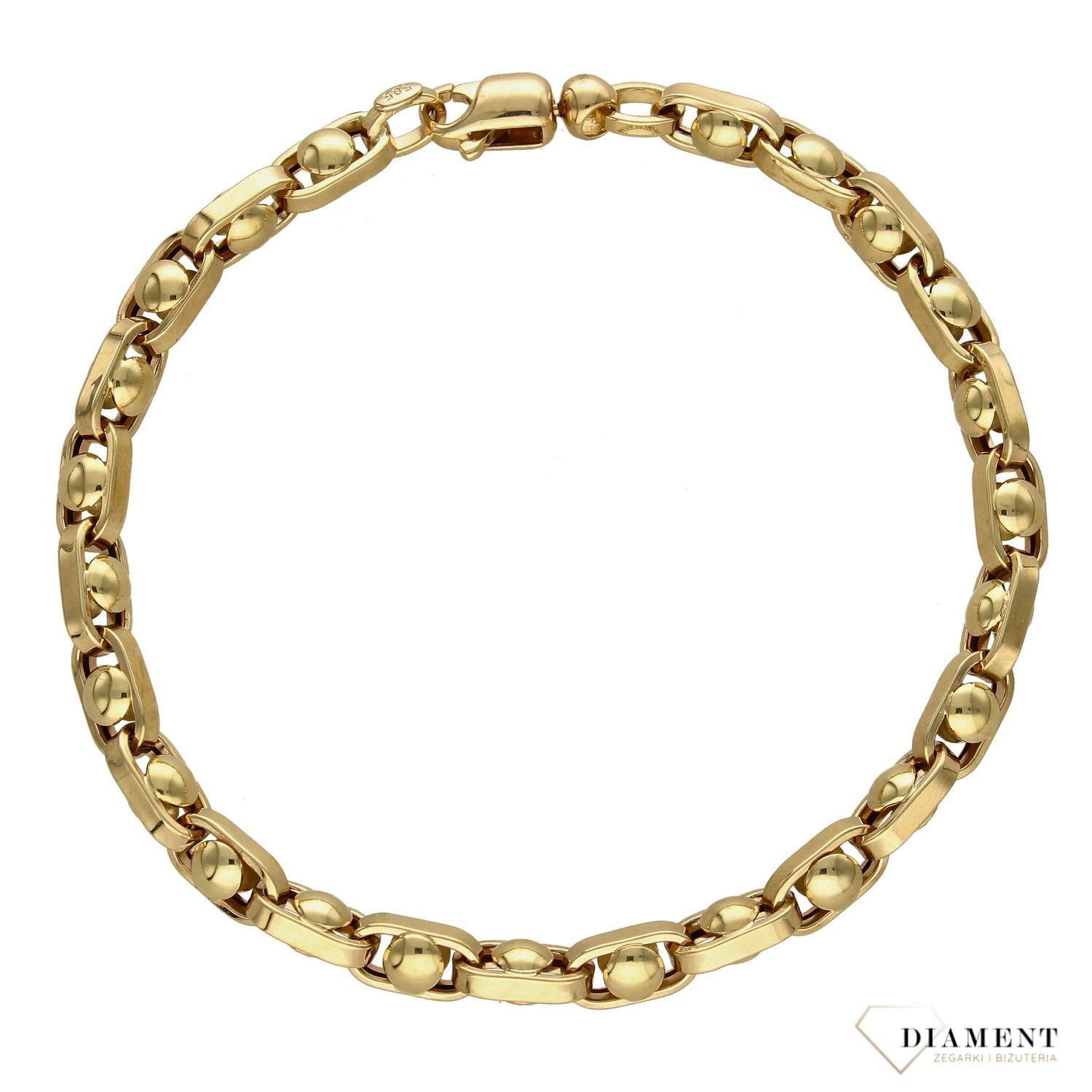 Złota bransoletka 585 ankier z kuleczkami DIA-BRA-4151-585 (1).jpg