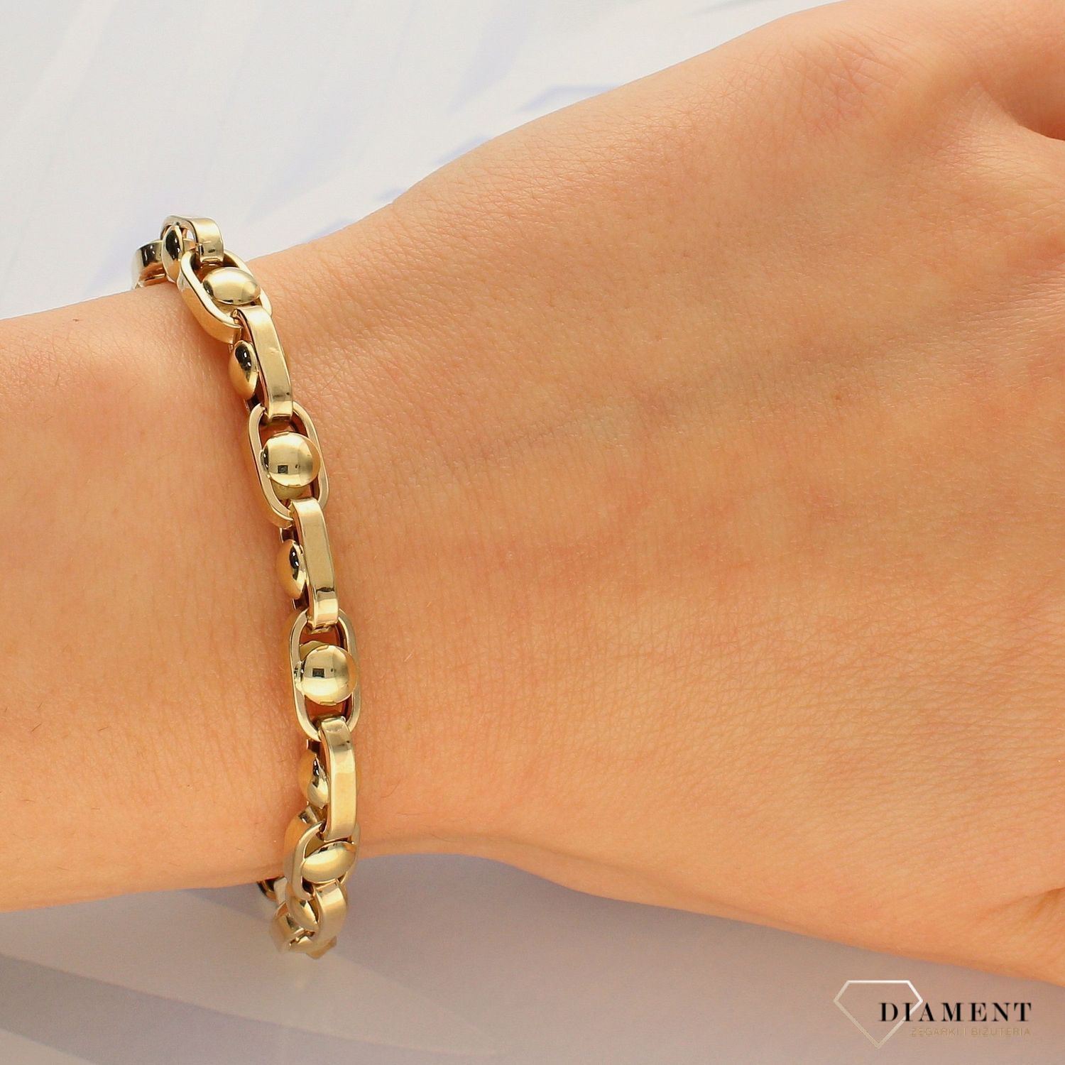 Złota bransoletka 585 ankier z kuleczkami DIA-BRA-4151-585 (1).jpg