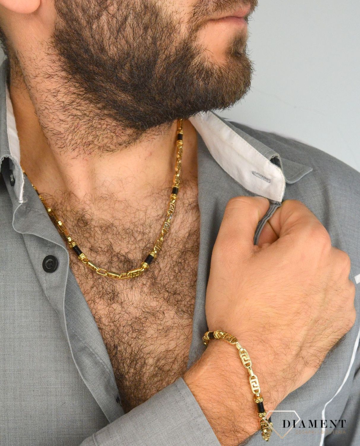 Złota bransoletka 585 grube ogniwa z onyksem DIA-BRA-4152-585 (1).jpg